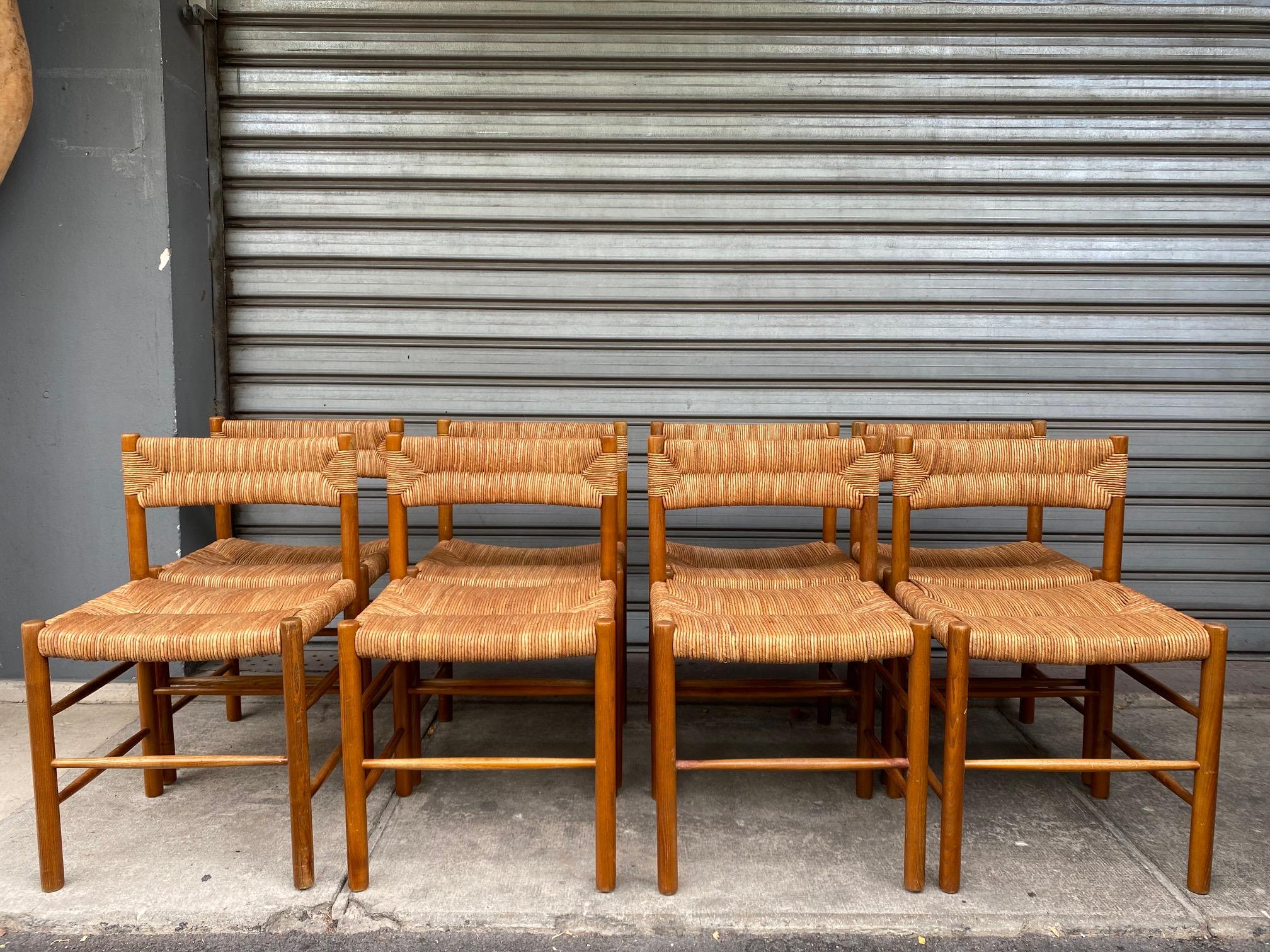 Set of 8 Dordogne chairs by Charlotte Perriand, France, 1960s For Sale 5