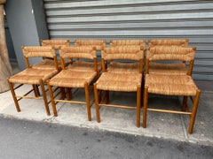 Set of 8 Dordogne chairs by Charlotte Perriand, France, 1960s