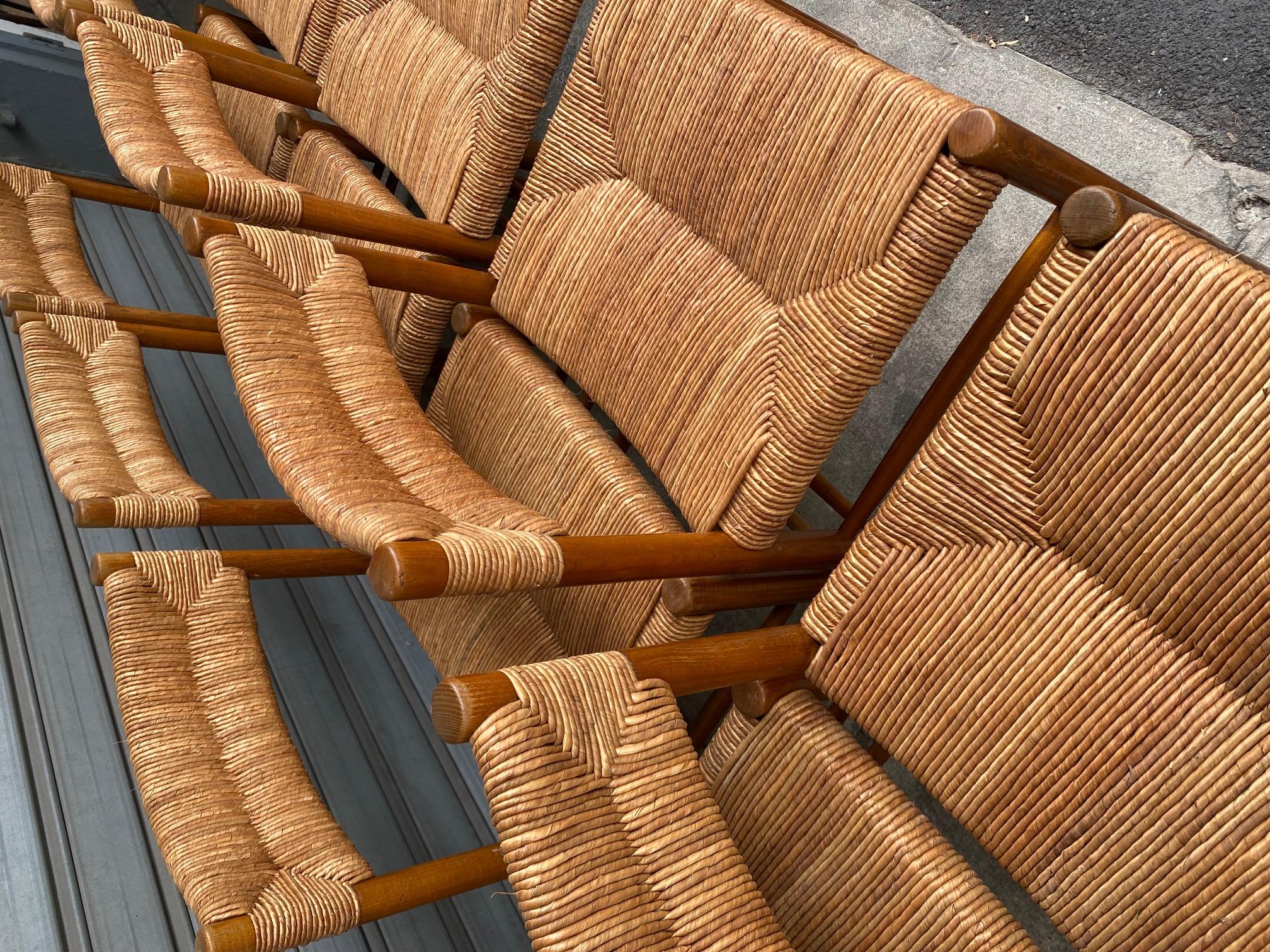Set of 8 Dordogne chairs by Charlotte Perriand, France, 1960s For Sale 3