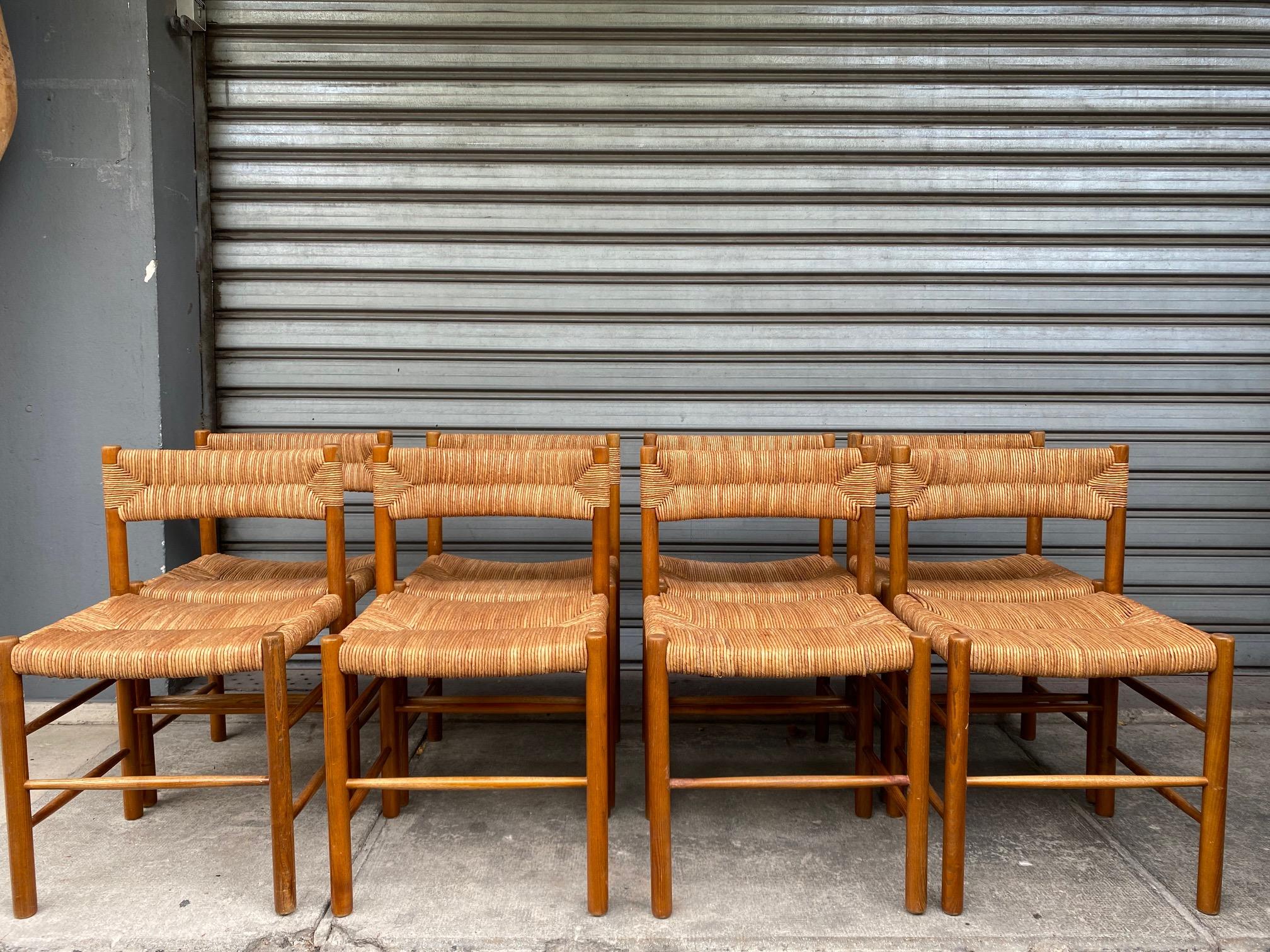 Set of 8 Dordogne chairs by Charlotte Perriand, France, 1960s For Sale 4