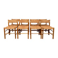Set of 8 Dordogne chairs by Charlotte Perriand, France, 1960s