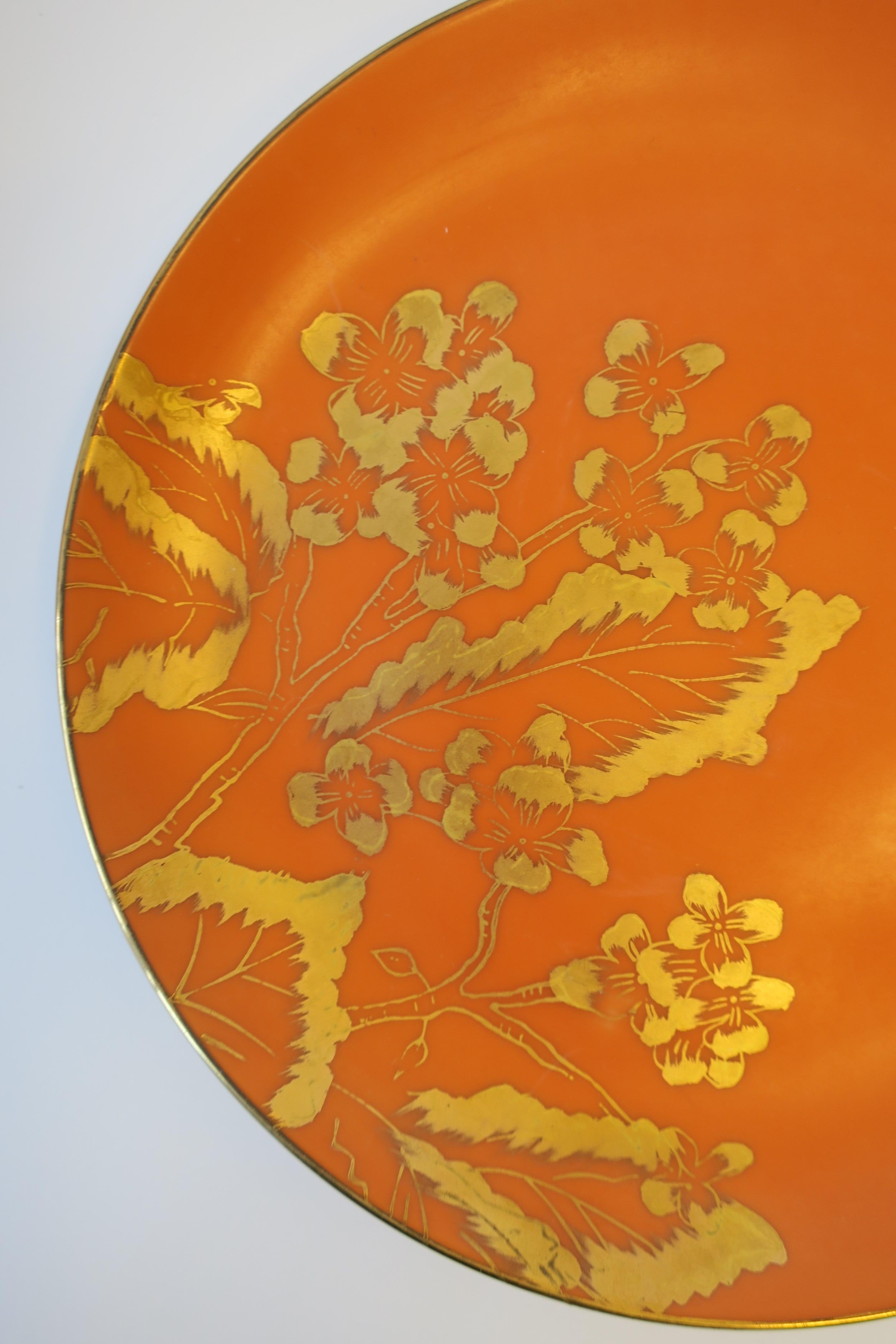 Midcentury Modern Orange & Gold Coffee Tea Lunch Dessert by Dorothy Thorpe, Set 2