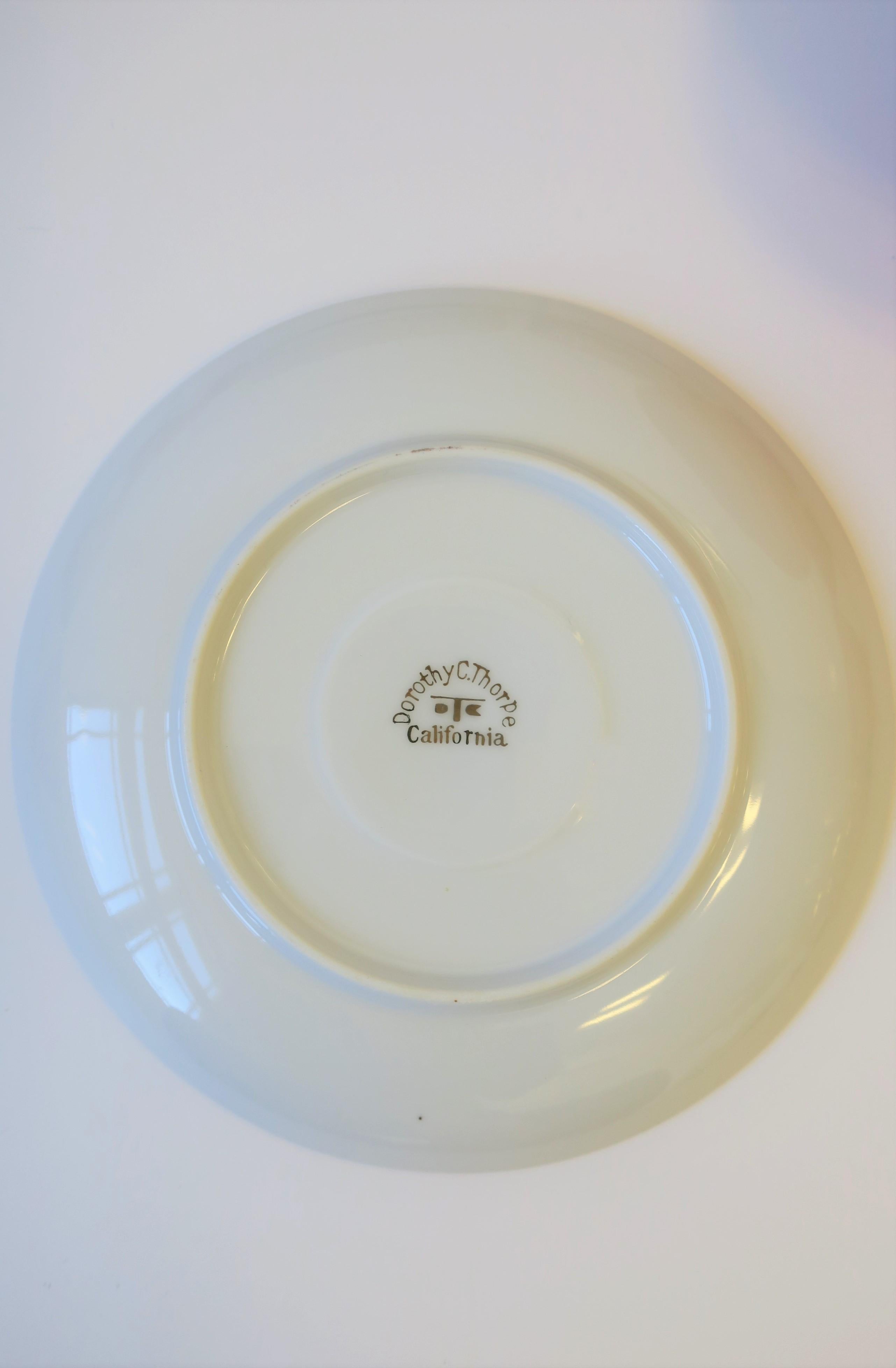 Midcentury Modern Orange & Gold Coffee Tea Lunch Dessert by Dorothy Thorpe, Set 4