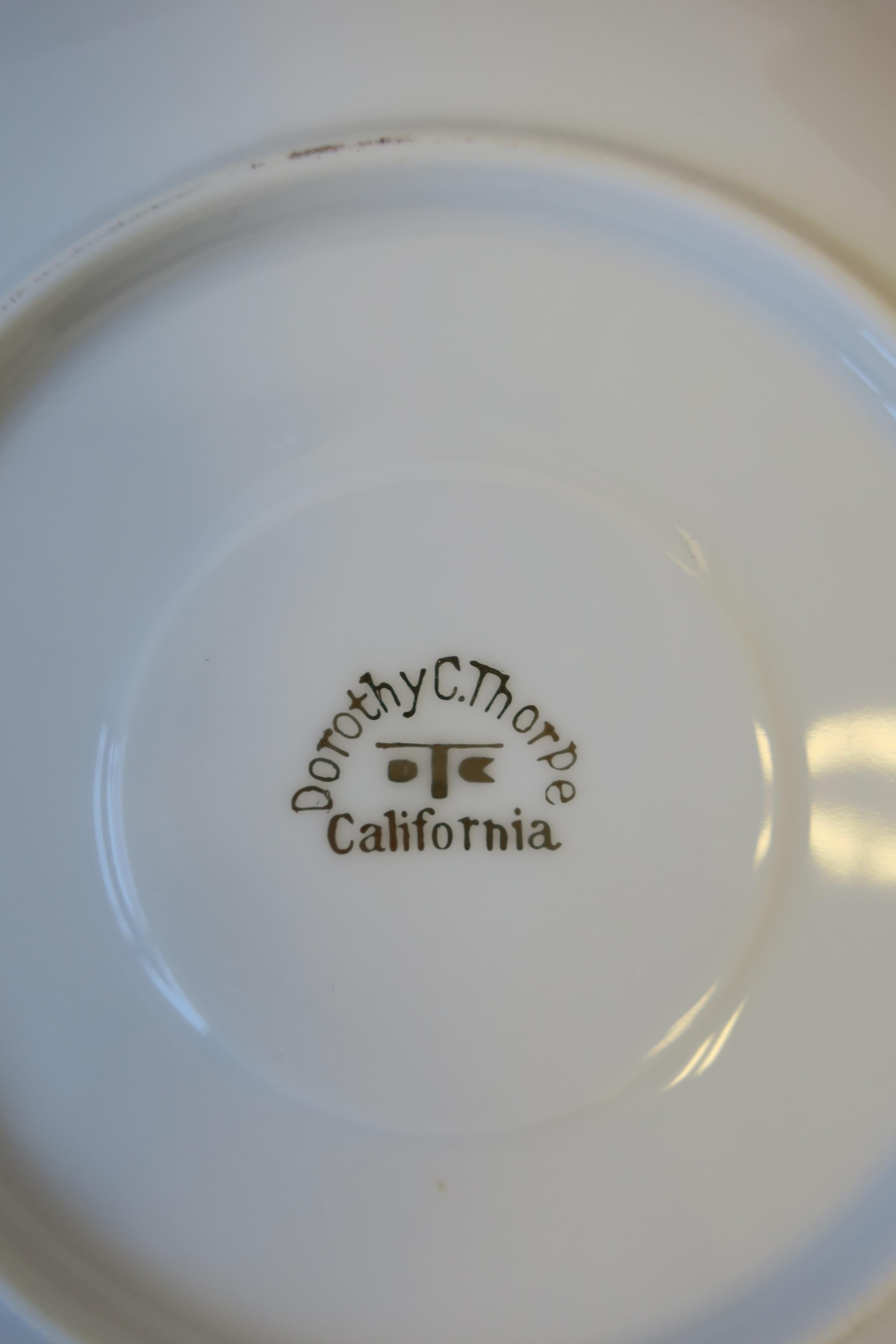 Midcentury Modern Orange & Gold Coffee Tea Lunch Dessert by Dorothy Thorpe, Set 5