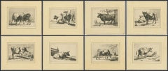 Set of 8 Dutch Golden Age Cattle Etchings, After Paulus Potter, c.1650