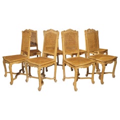 Antique Set of 8 Early 1900s French Regence Style Caned Dining Chairs