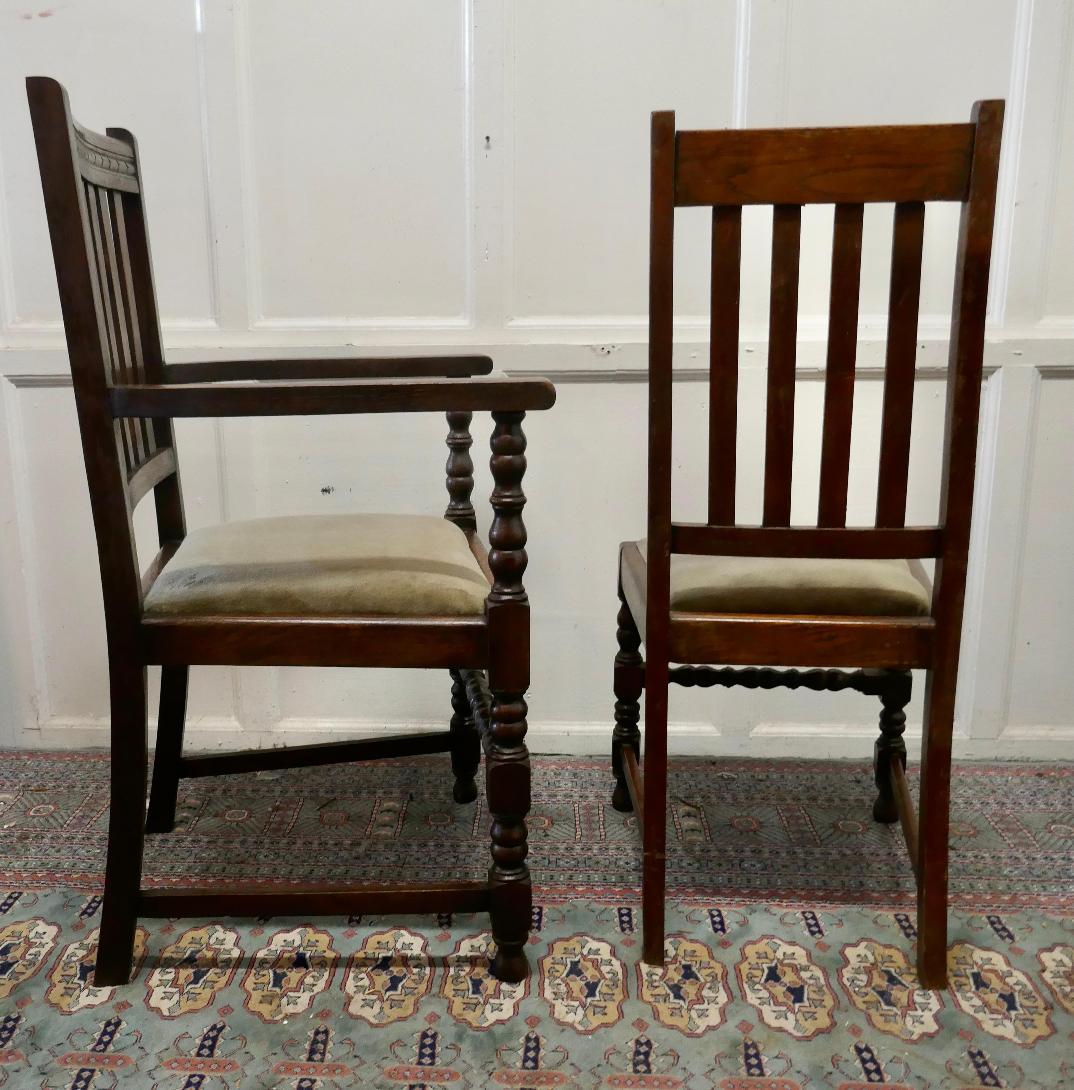 Set of 8 Early 20th Century Country Oak Dining Chairs 1