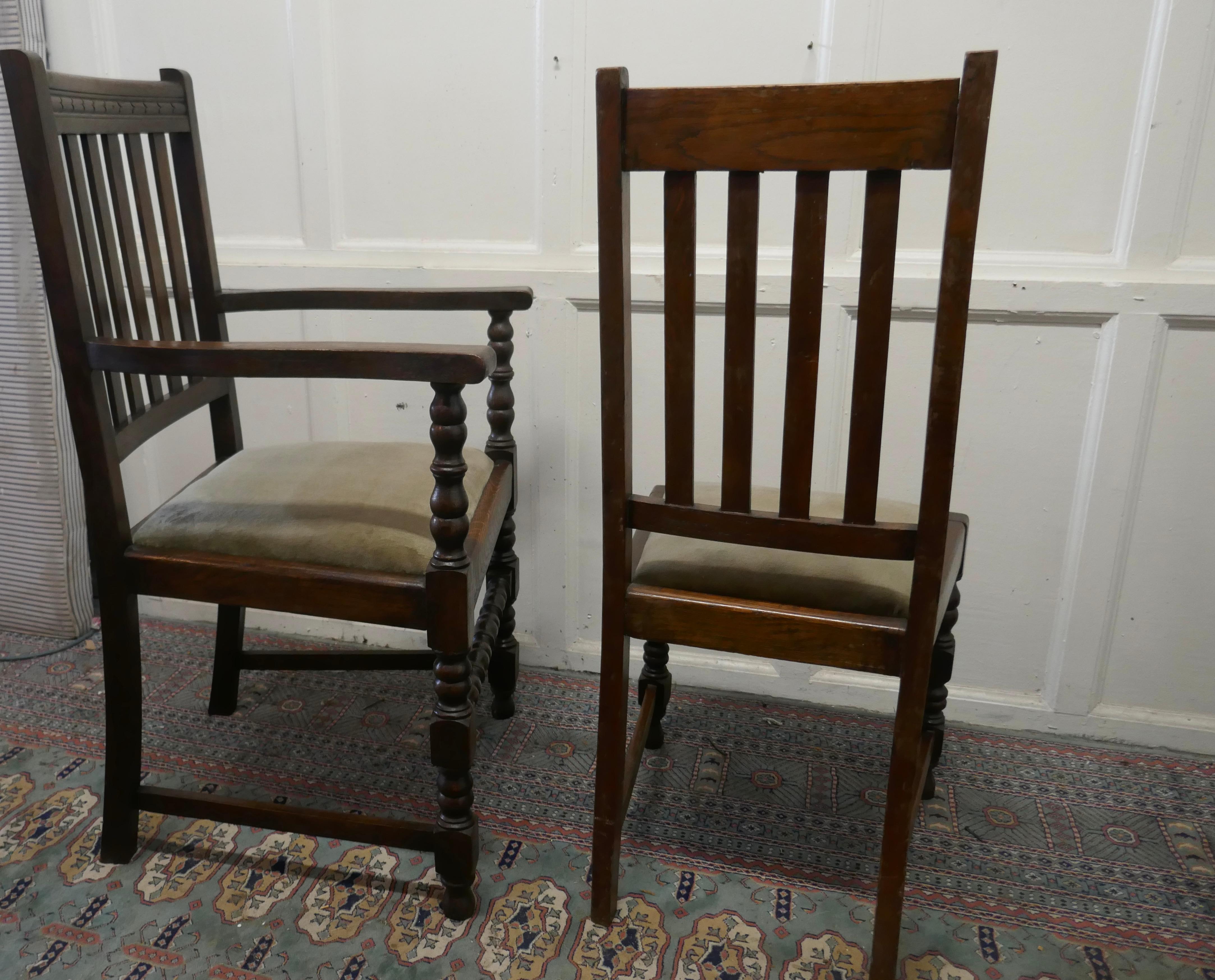 Set of 8 Early 20th Century Country Oak Dining Chairs 2