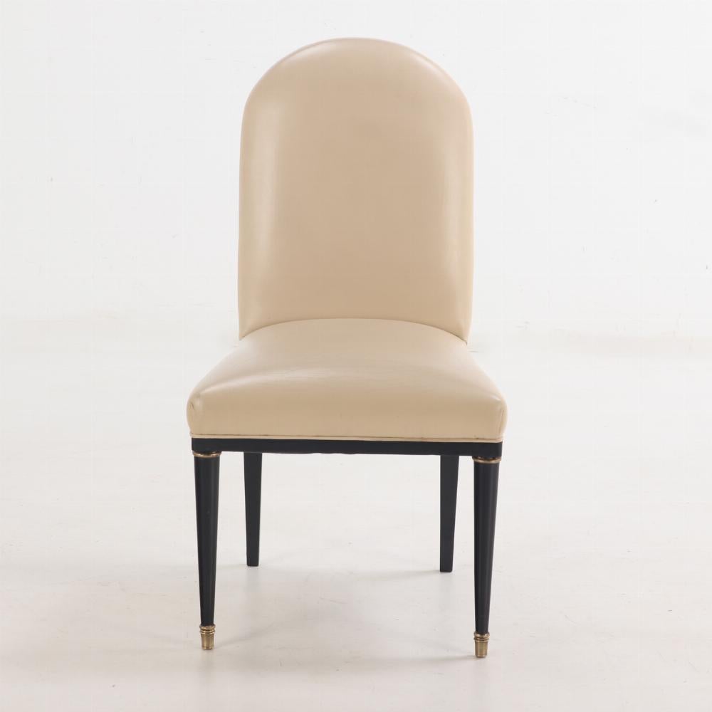 Ebonized Set of 8 ebonized dining chairs in the manner of Andre Arbus by Nordiska, C 1945