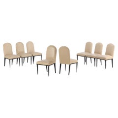 Antique Set of 8 ebonized dining chairs in the manner of Andre Arbus by Nordiska, C 1945