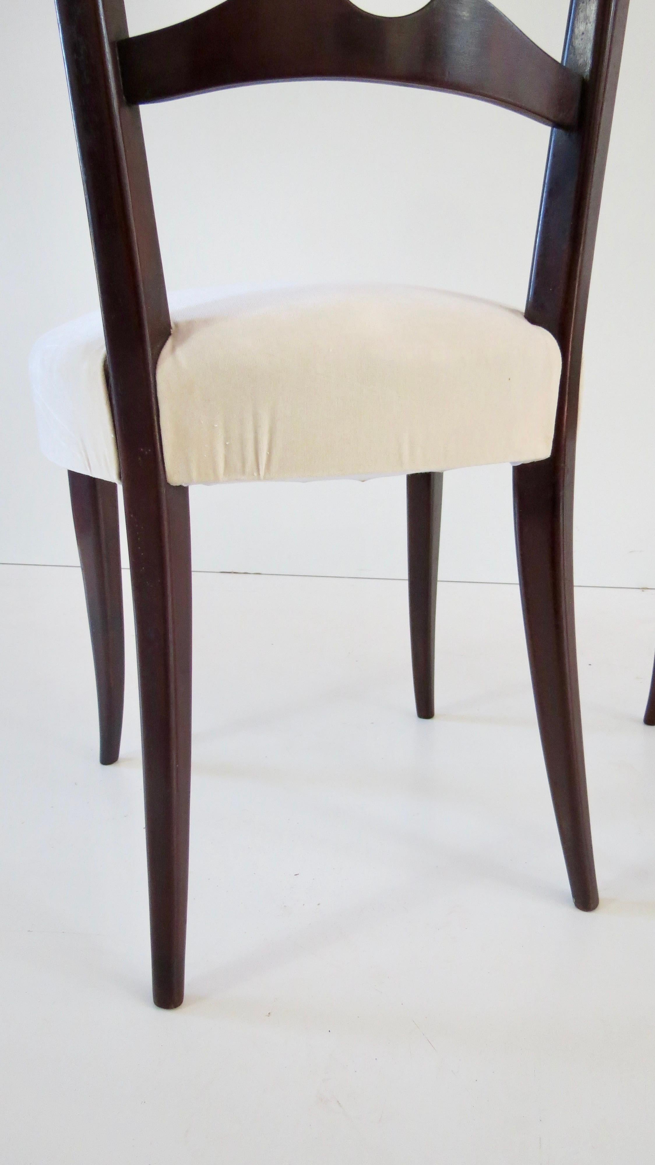 Set of 8 Ebonized Velvet High Back Chiavari Dining Chairs by Paolo Buffa, 1950 4