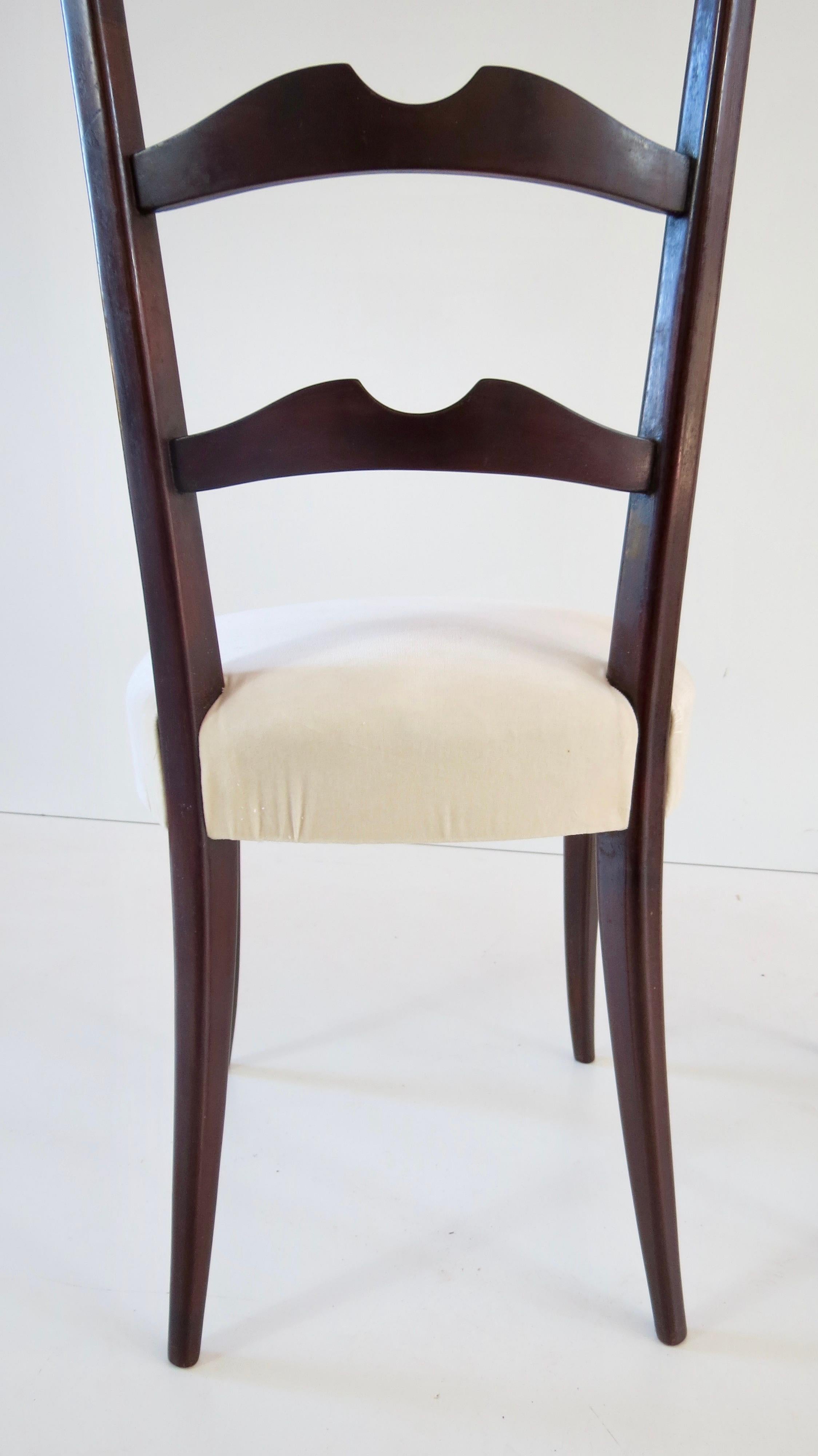 Set of 8 Ebonized Velvet High Back Chiavari Dining Chairs by Paolo Buffa, 1950 5
