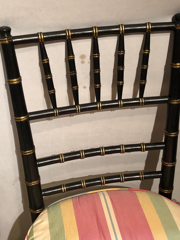 Set of 8 Ebony and Gilt Bamboo Style Side or Dining Chairs at 1stDibs