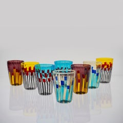 Set of 8 Eclectic Glass Tumblers from Aria Collection by Silvio Piattelli