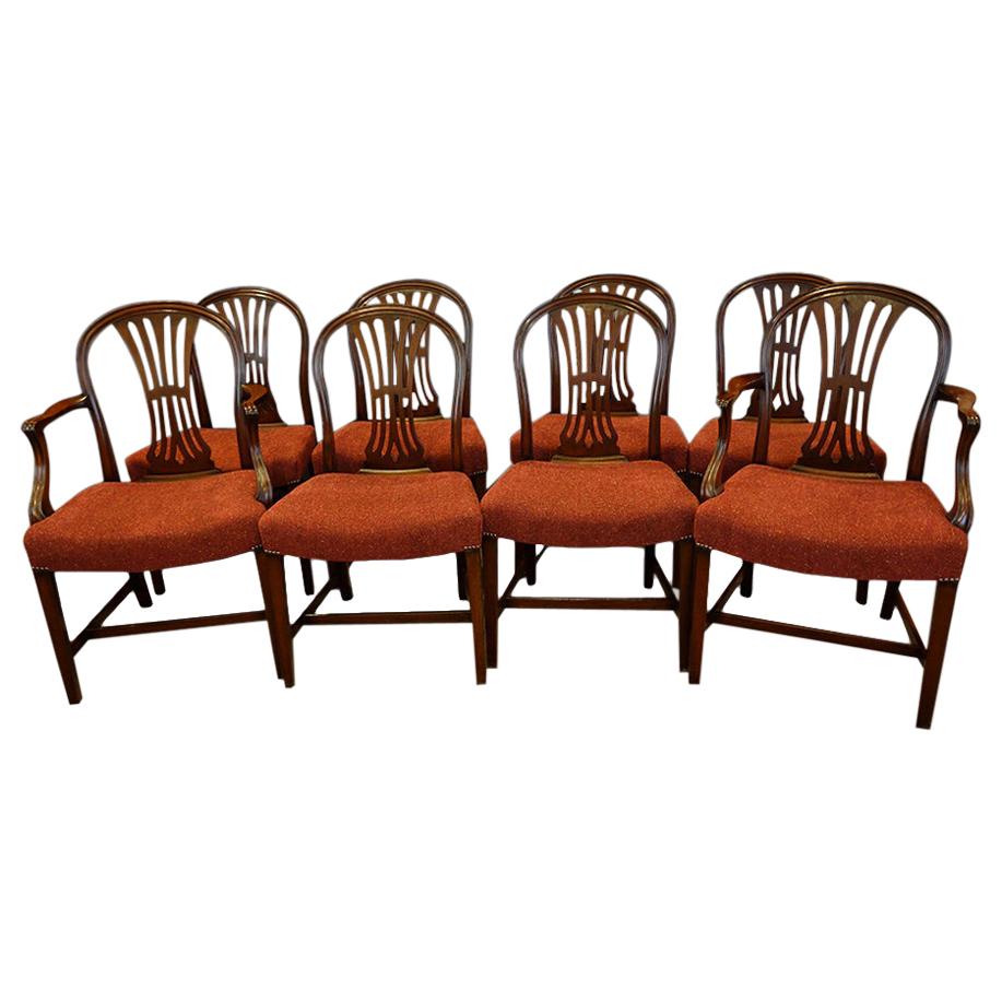 Set of 8 Edwardian Mahogany Hepplewhite Dining Chairs