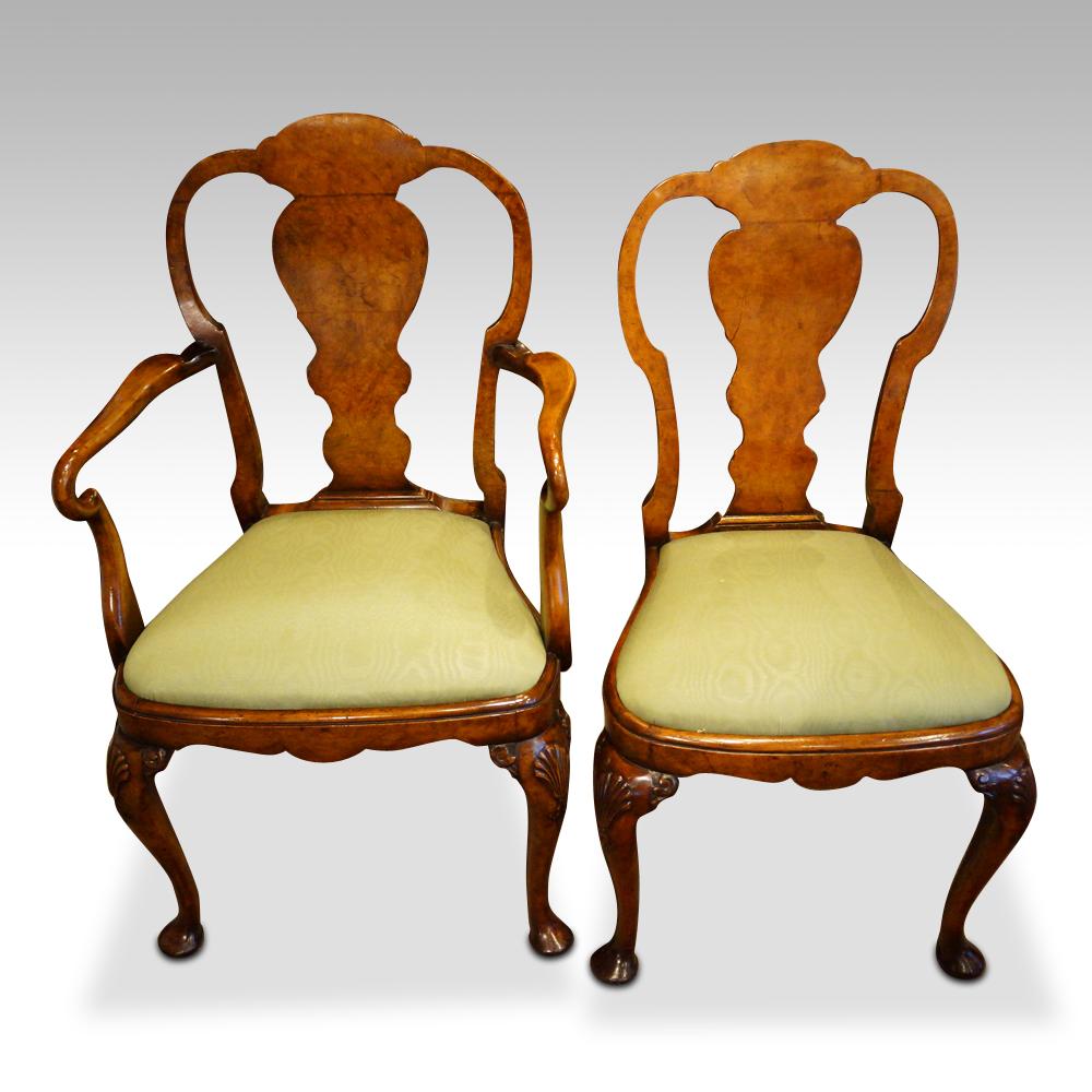Set of 8 Edwardian Walnut Dining Chairs 9