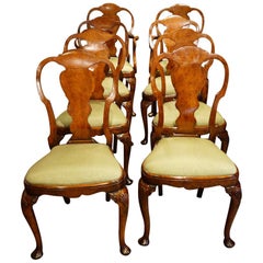 Set of 8 Edwardian Walnut Dining Chairs