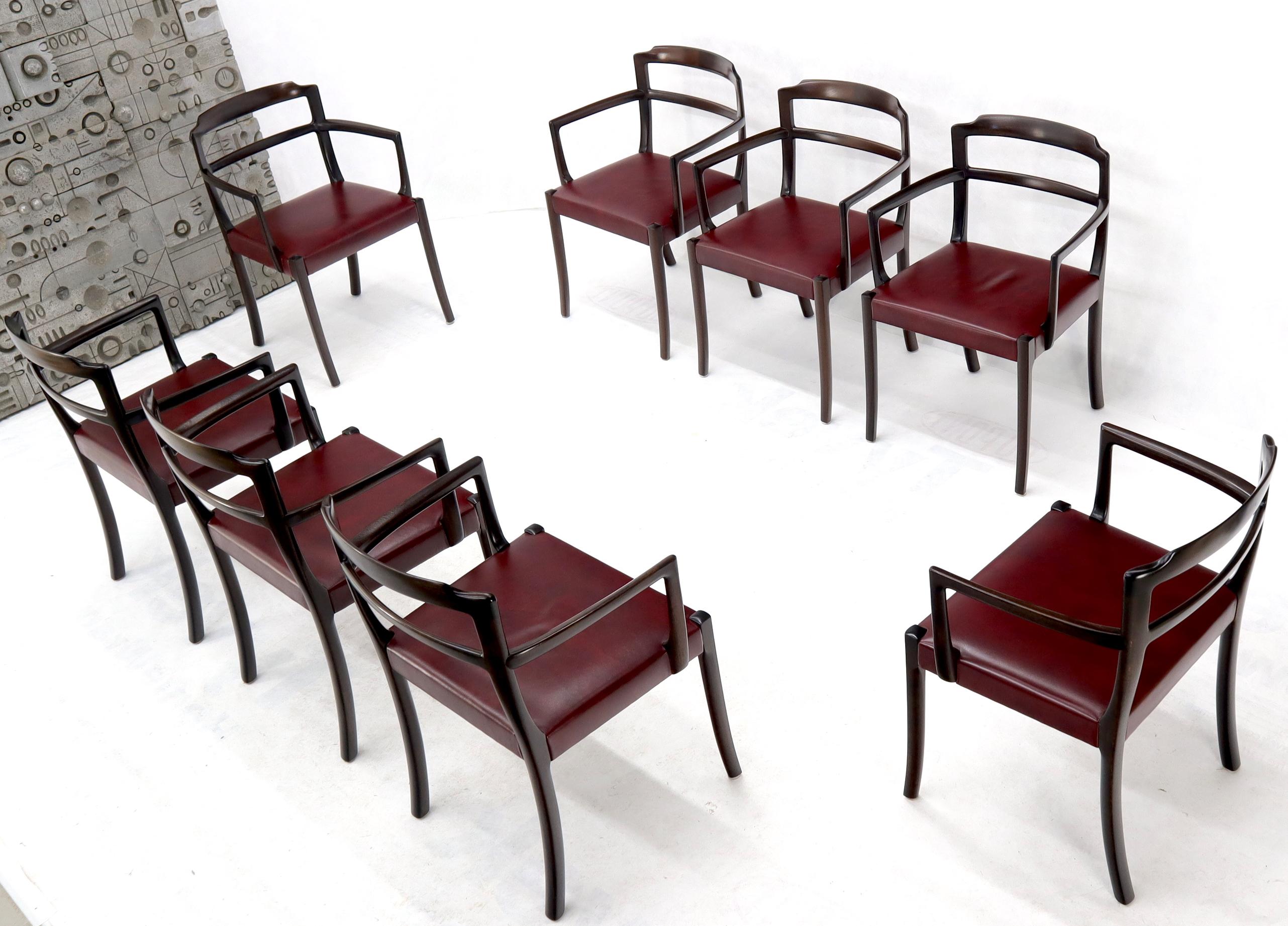 Set of 8 Eight Rosewood Danish Mid-Century Modern Dining Chairs with Arms In Excellent Condition In Rockaway, NJ