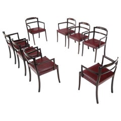 Set of 8 Eight Rosewood Danish Mid-Century Modern Dining Chairs with Arms