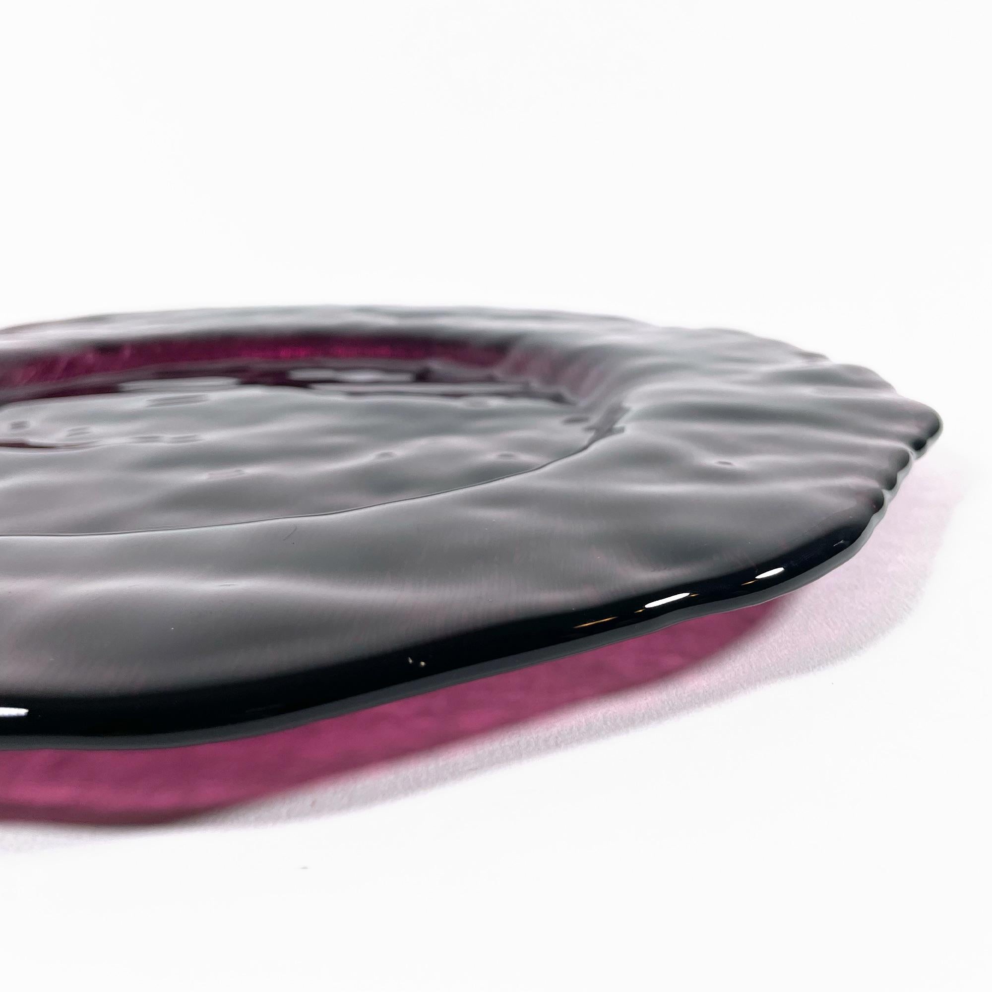 Set of 8 Elegant Violet Glass Plates For Sale 3