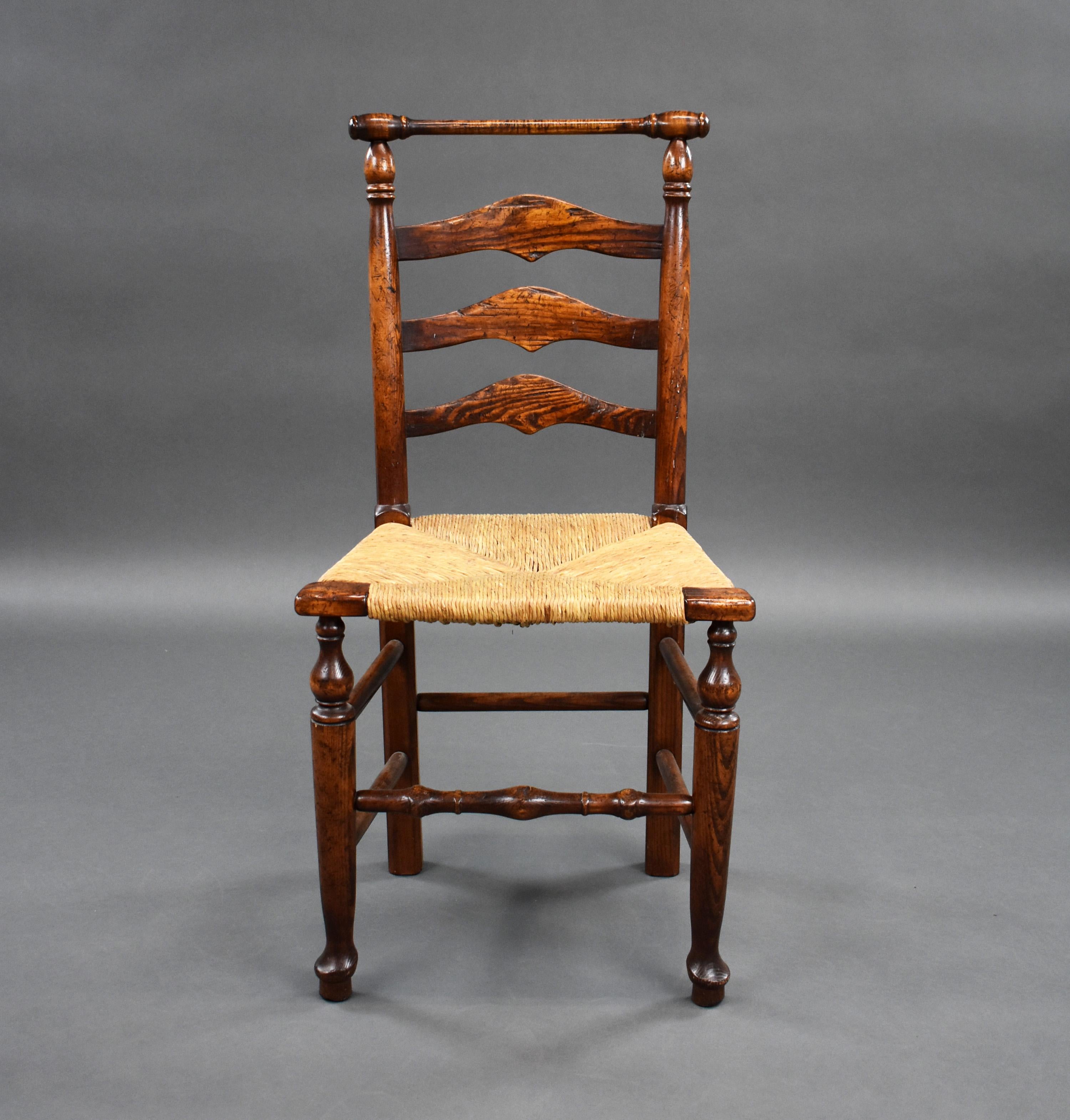 20th Century Set of 8 English 18th Century Style Ladder Back Dining Chairs