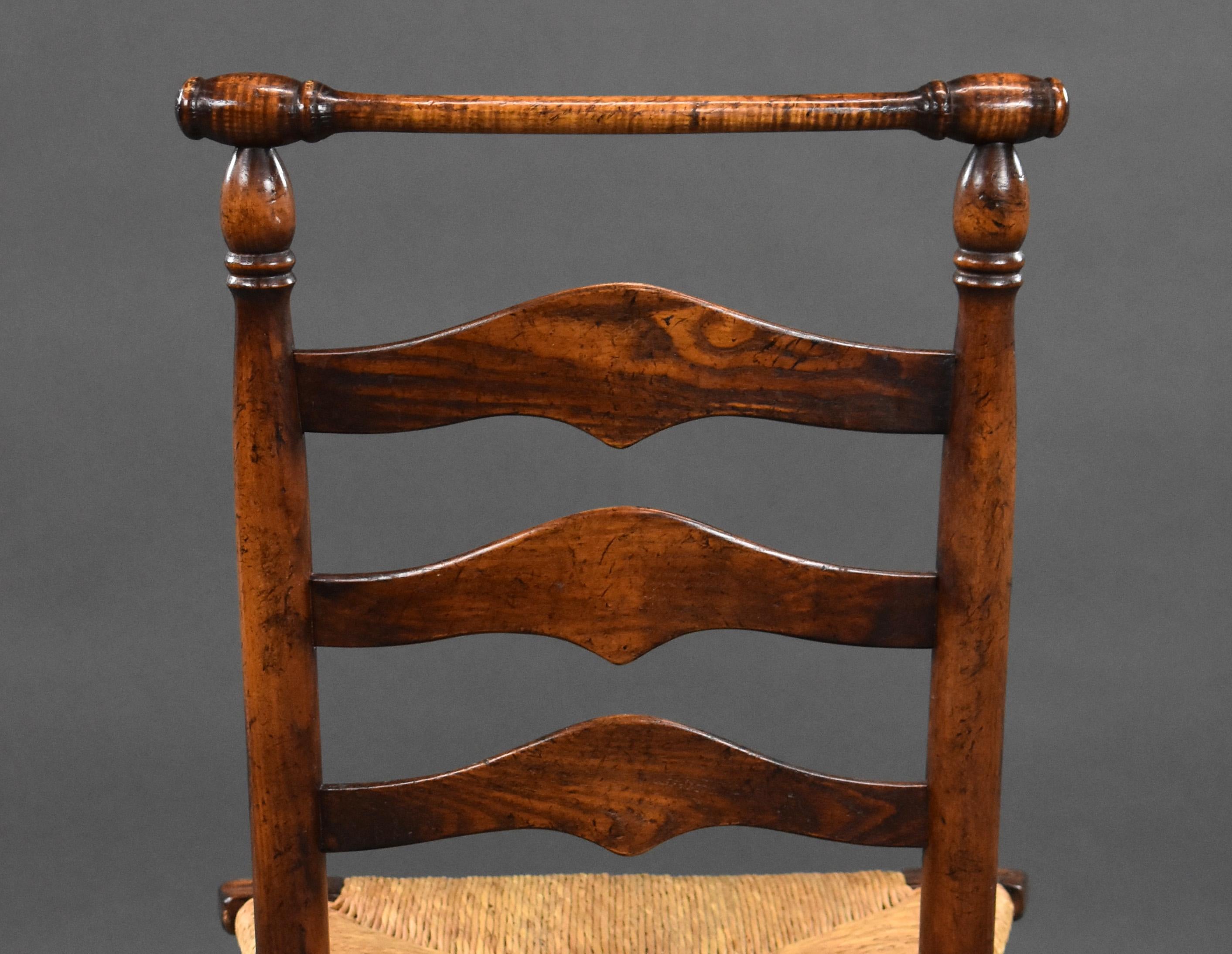 Set of 8 English 18th Century Style Ladder Back Dining Chairs 4