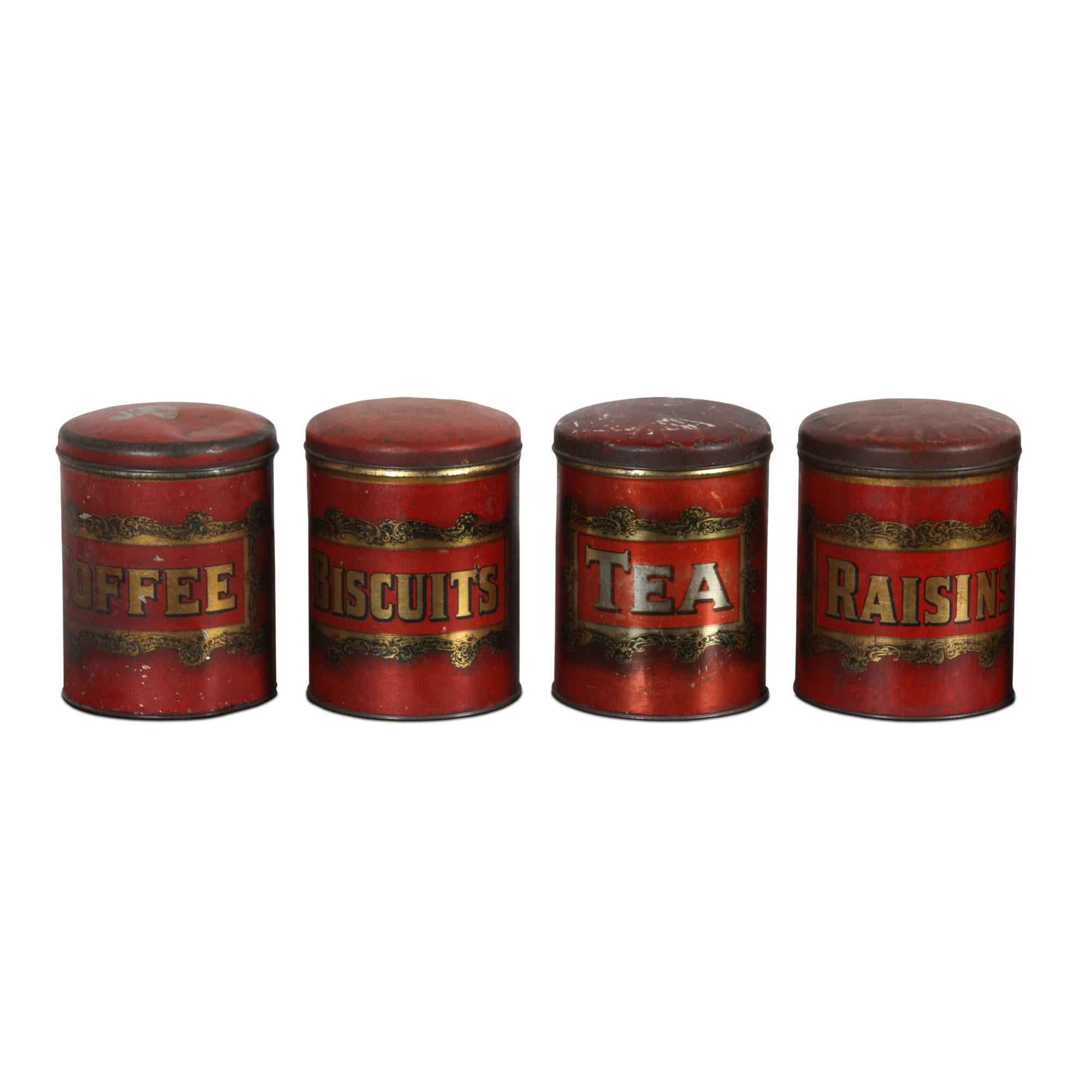 Victorian Set of 8 English 19th Century Kitchen Storage Tins For Sale