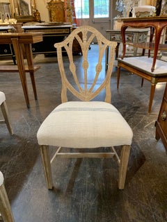 Set of 8 English Carved and White Washed Mahogany Dining Chairs