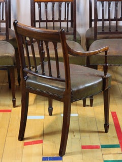 Set of 8 English George III Dining Chairs circa 1780, Mahogany and Satinwood