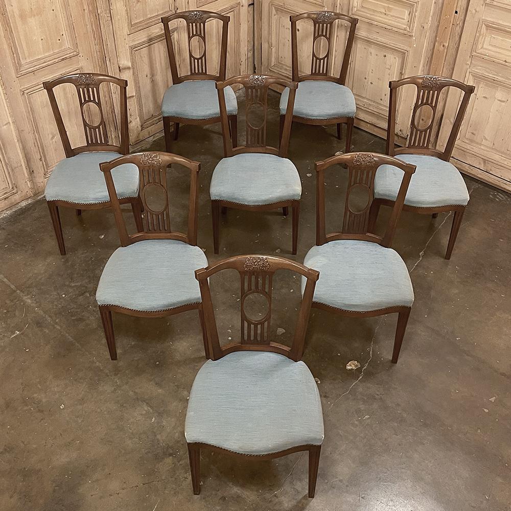 Hand-Crafted Set of 8 English Hepplewhite Dining Chairs For Sale