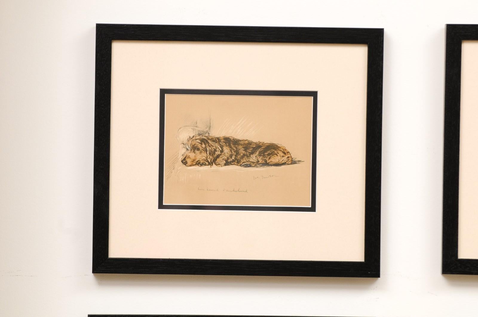 Set of 8 English Lucy Dawson Prints Depicting Dogs in Black Frames under Glass. 3