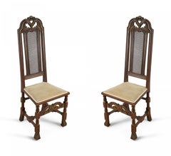 Set of 8 English Renaissance Paw Foot and Narrow Cane Back Side Chairs