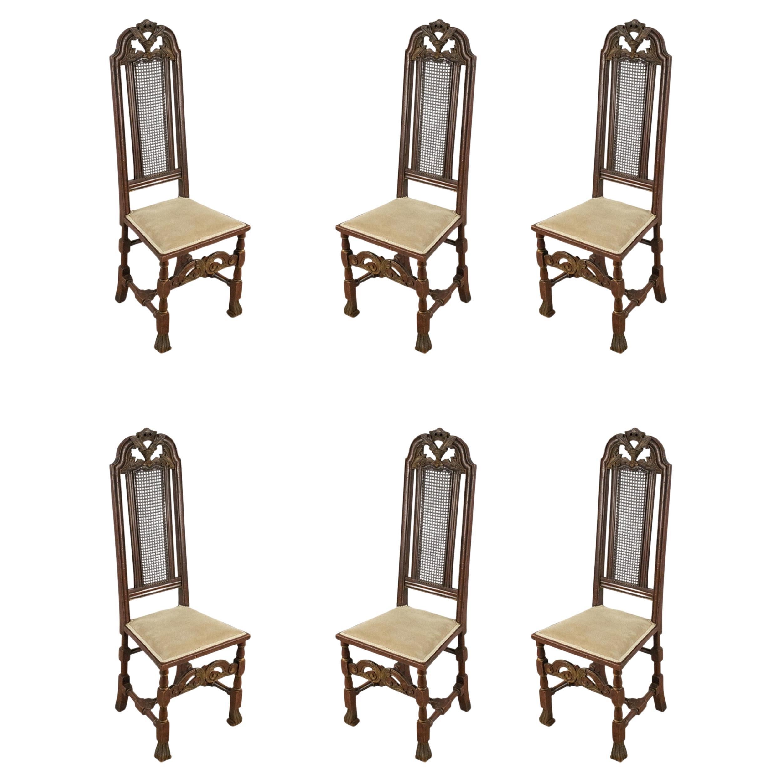 Set of 8 English Renaissance Paw Foot and Narrow Cane Back Side Chairs For Sale
