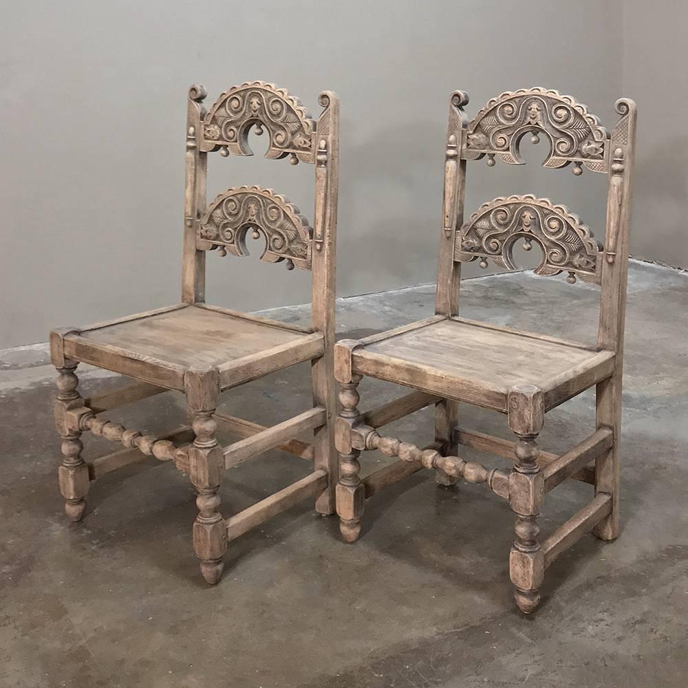 Set of Eight English Renaissance Stripped Chairs, with Two Armchairs 5
