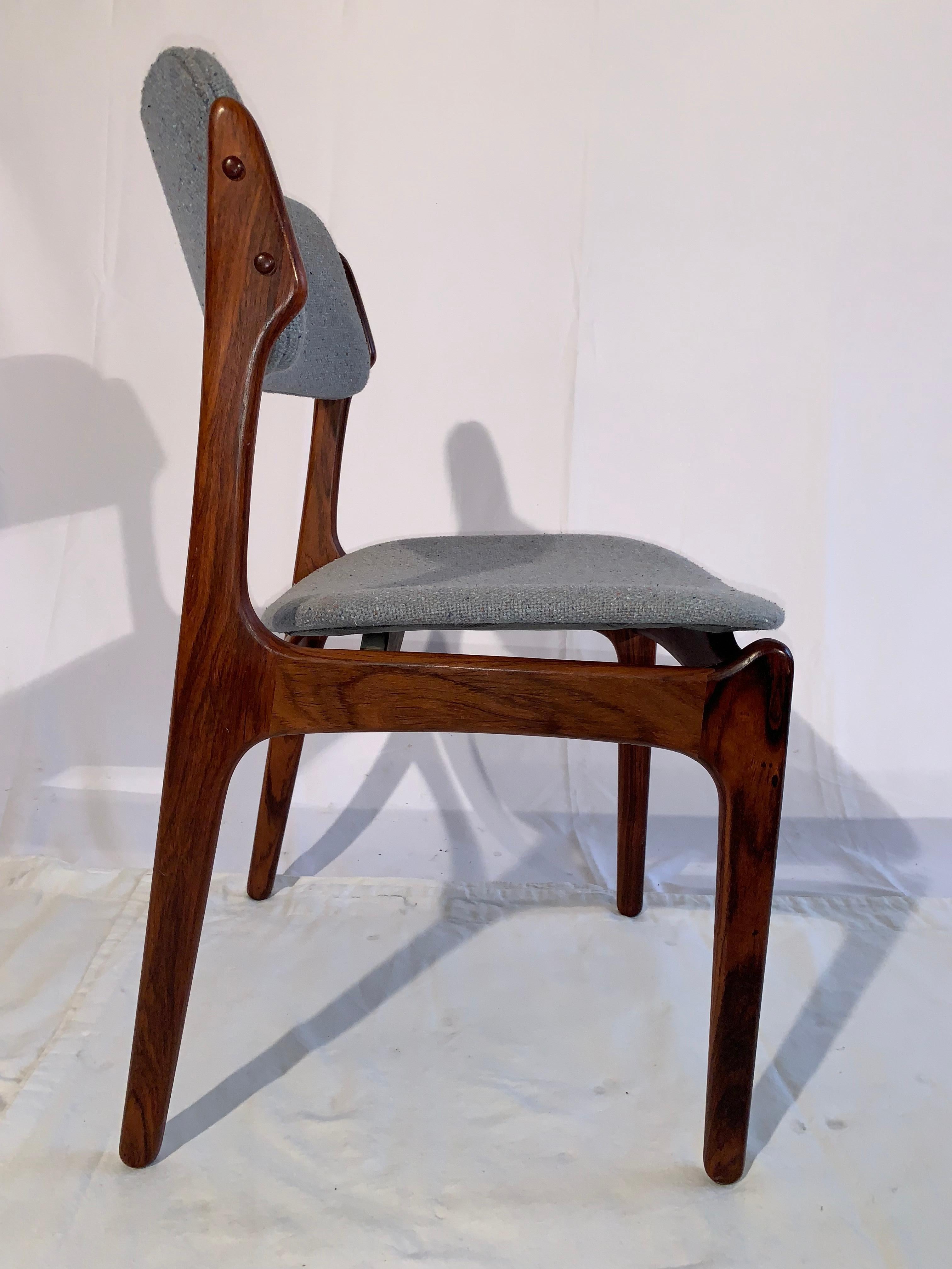 20th Century Set of 8 Erik Buch Rosewood Dining Chairs Denmark