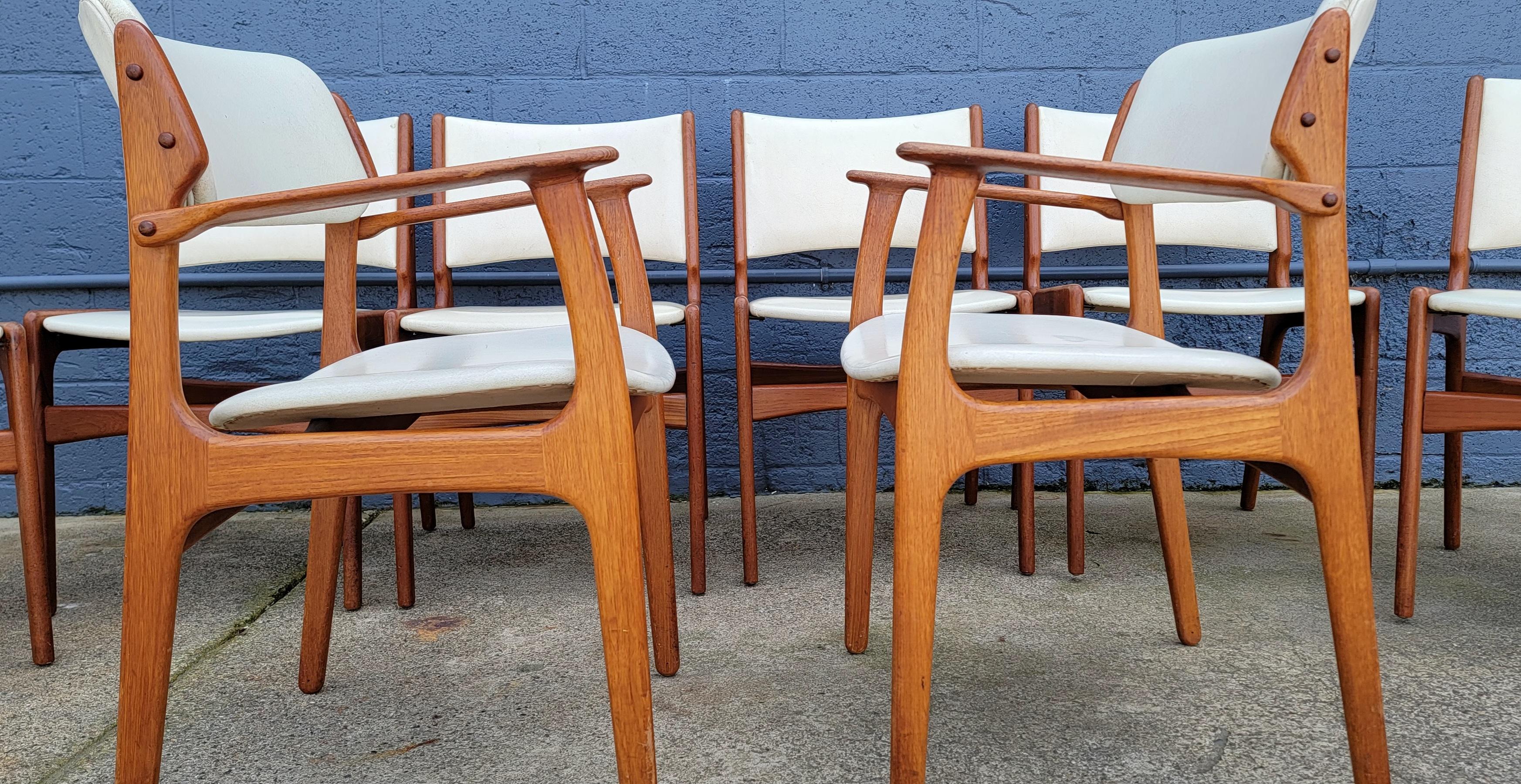 Set of 8 Erik Buch Teak Danish Modern Dining Chairs In Good Condition In Fulton, CA
