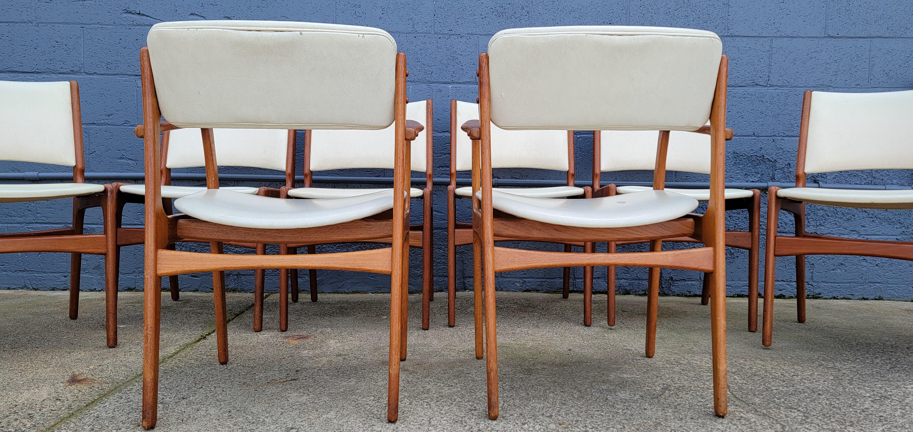 20th Century Set of 8 Erik Buch Teak Danish Modern Dining Chairs