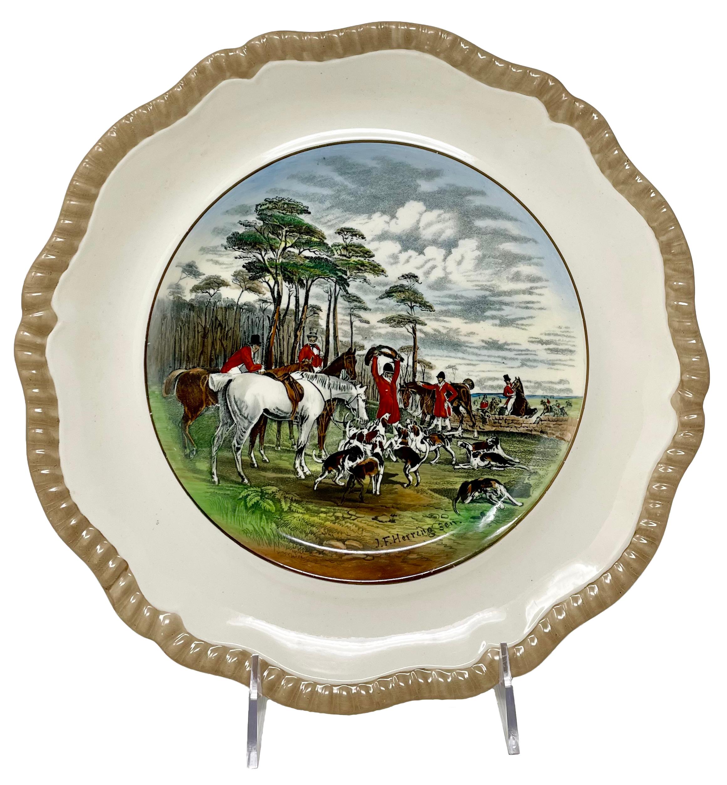 Set of 8 Estate English Copeland Spode Porcelain Horse Plates After J.F. Herring For Sale 1