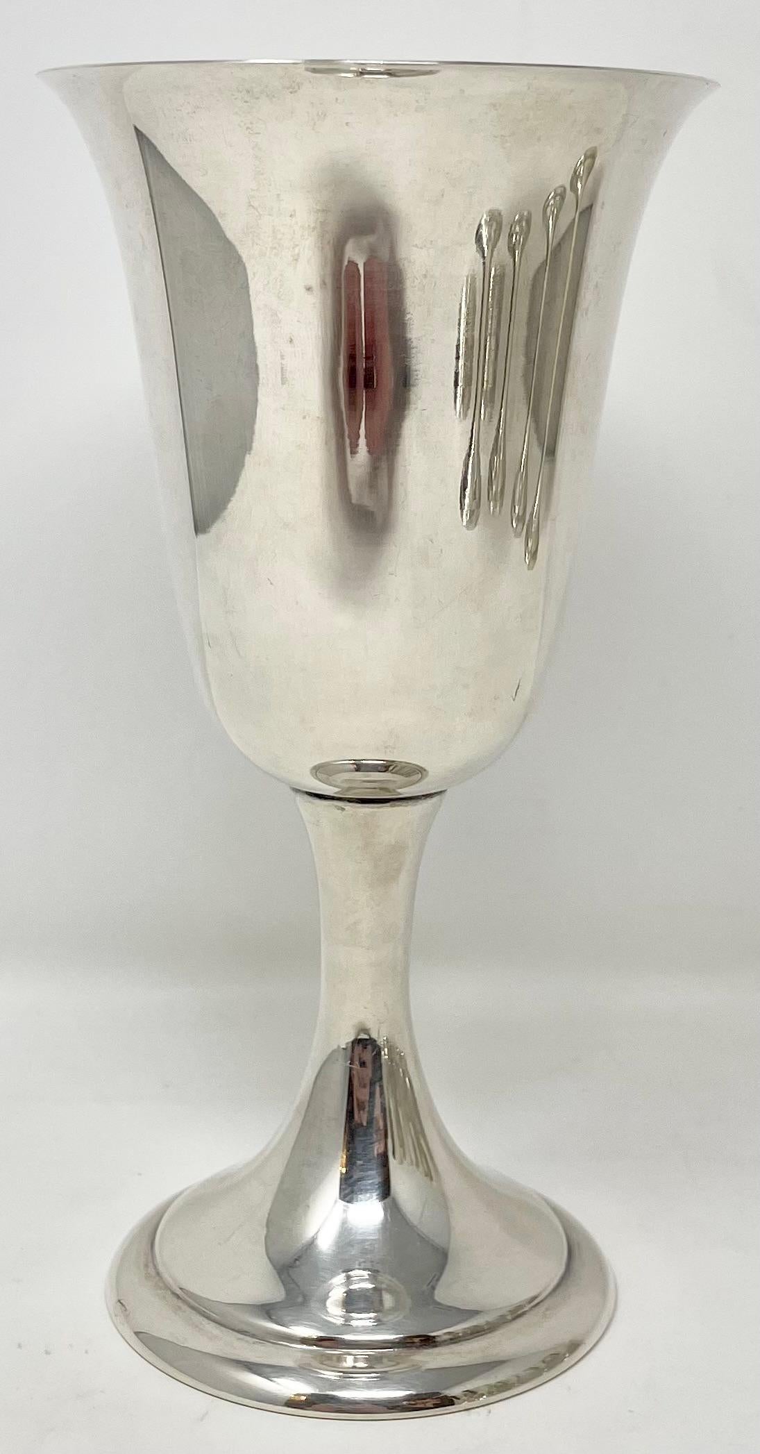 Set of 8 Estate Italian Sterling Silver Wine or Water Goblets circa 1950-1960 In Good Condition In New Orleans, LA