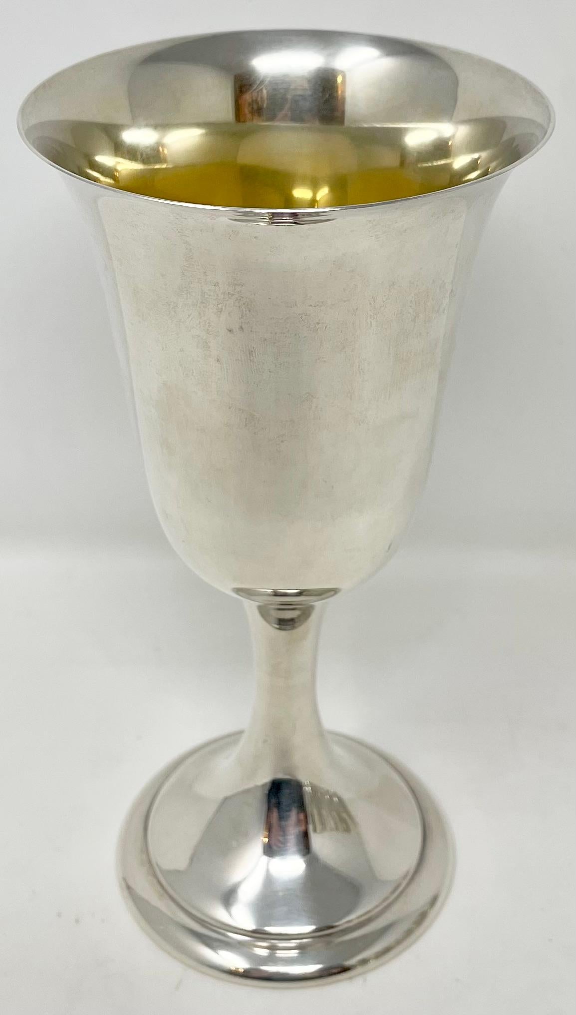 20th Century Set of 8 Estate Italian Sterling Silver Wine or Water Goblets circa 1950-1960