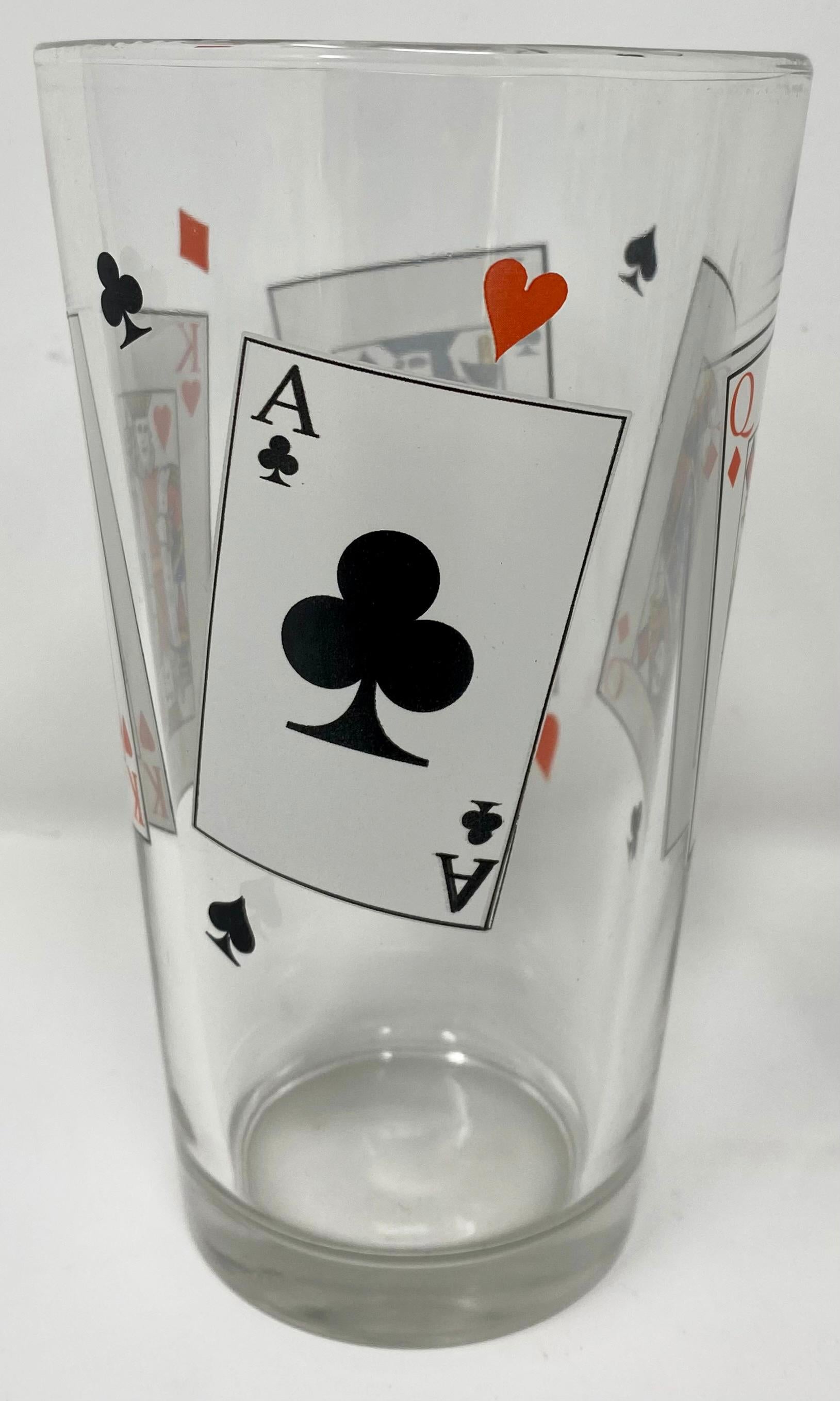 Ensemble de 8 verres longs rétro « Playing Cards » de style rétro Bon état - En vente à New Orleans, LA