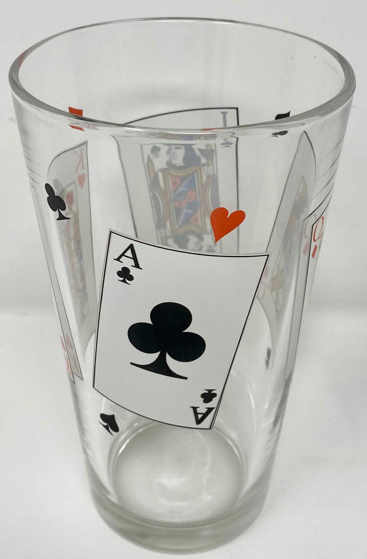 20ième siècle Ensemble de 8 verres longs rétro « Playing Cards » de style rétro en vente