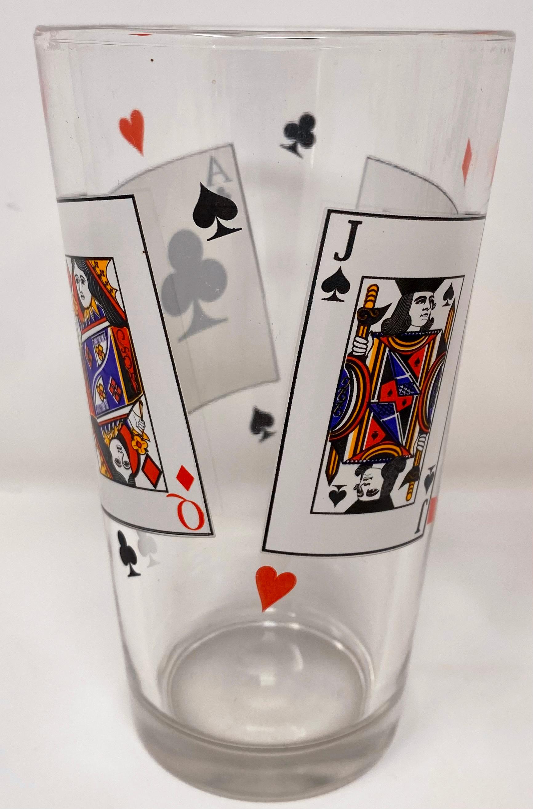 Verre Ensemble de 8 verres longs rétro « Playing Cards » de style rétro en vente