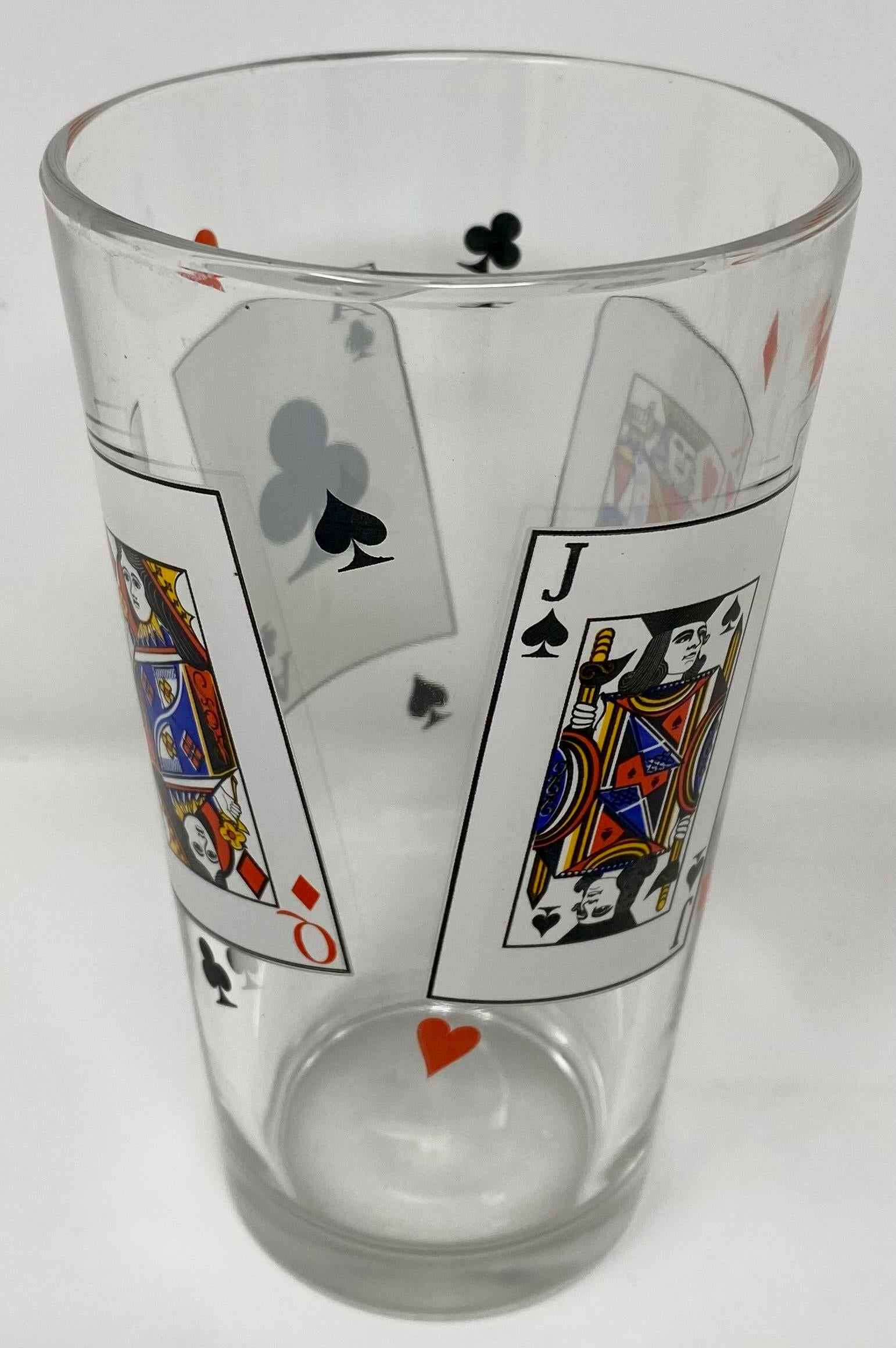 Ensemble de 8 verres longs rétro « Playing Cards » de style rétro en vente 1