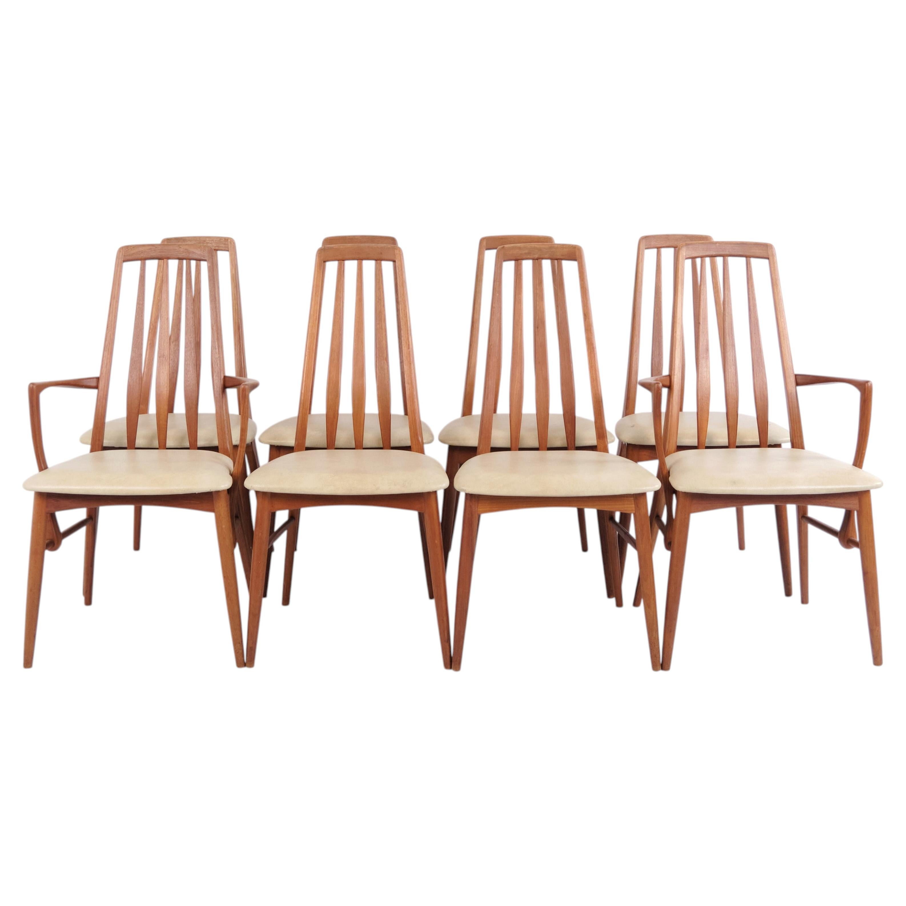 8er-Set „Eva“-Esszimmerstühle, darunter 2 Sessel, von Niels Koefoed aus den 1960er Jahren im Angebot