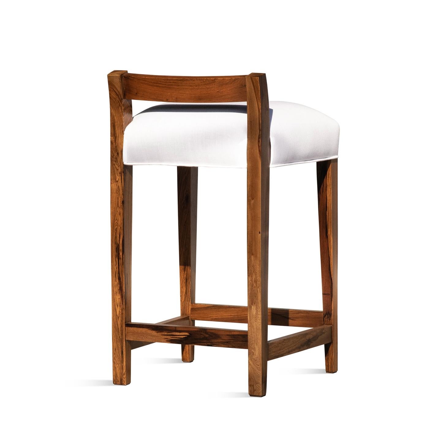 Set of 8 Exotic Argentine Rosewood Counter Stools from Costantini, Umberto In New Condition For Sale In New York, NY