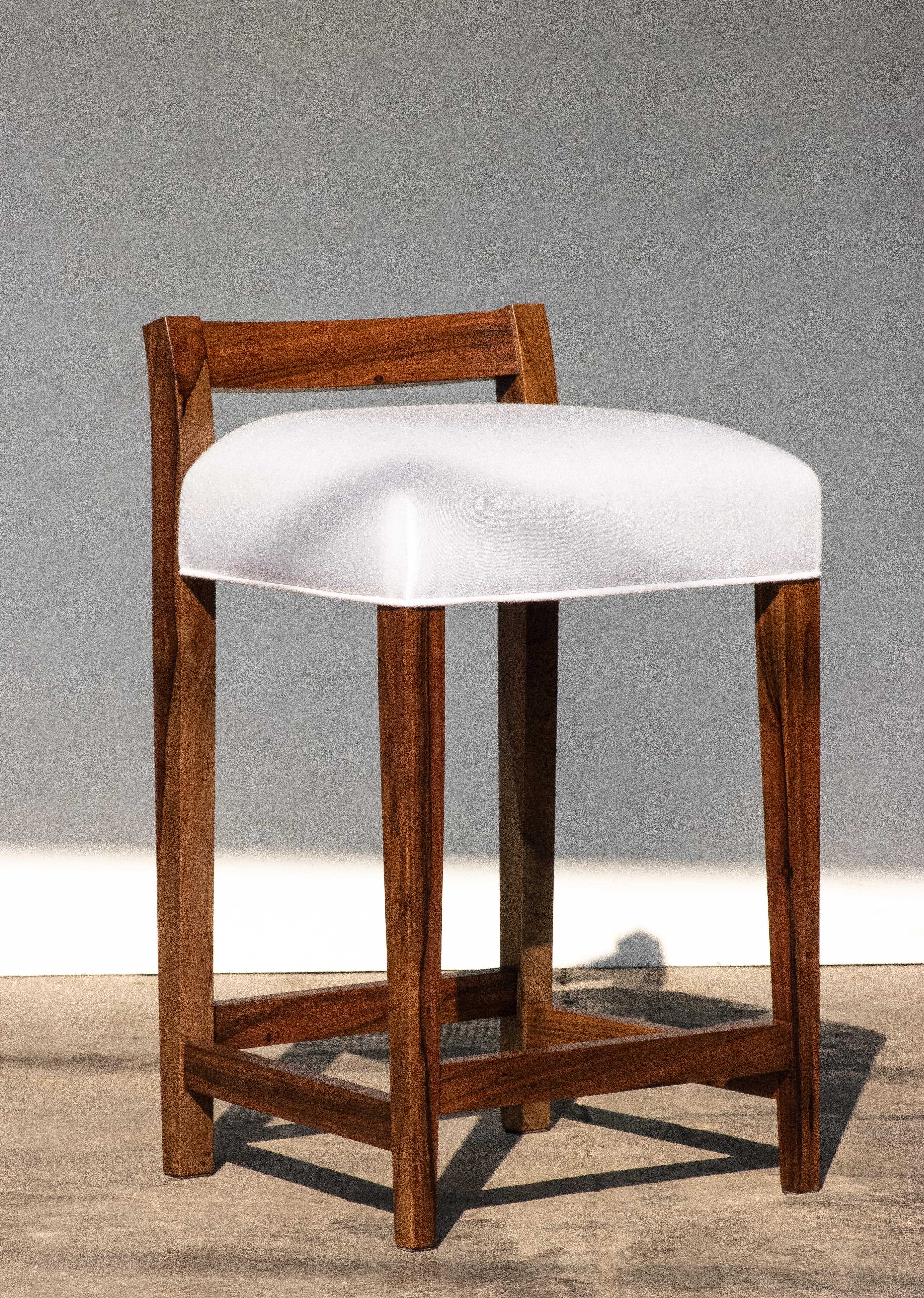 Contemporary Set of 8 Exotic Argentine Rosewood Counter Stools from Costantini, Umberto For Sale