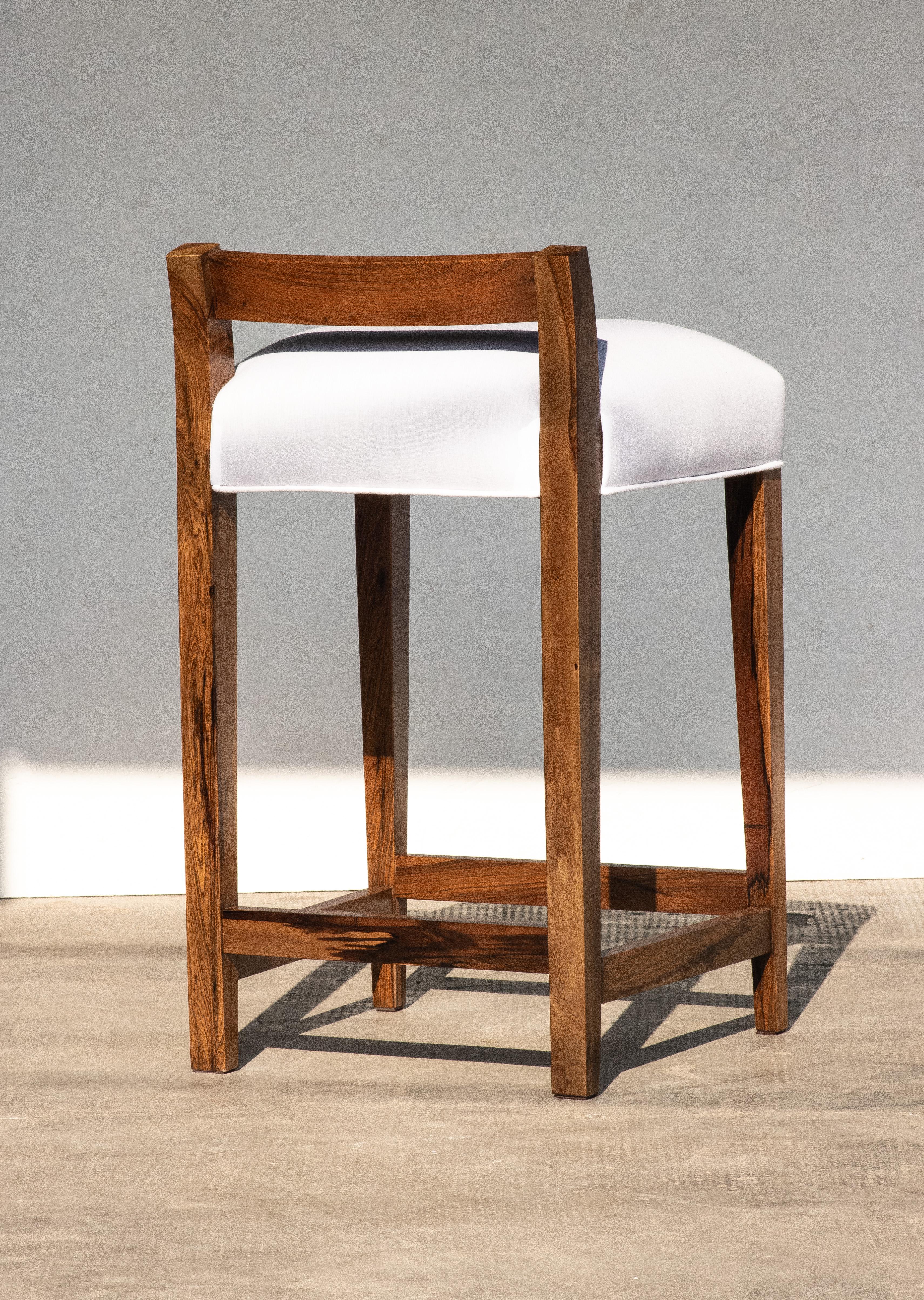 Wood Set of 8 Exotic Argentine Rosewood Counter Stools from Costantini, Umberto For Sale