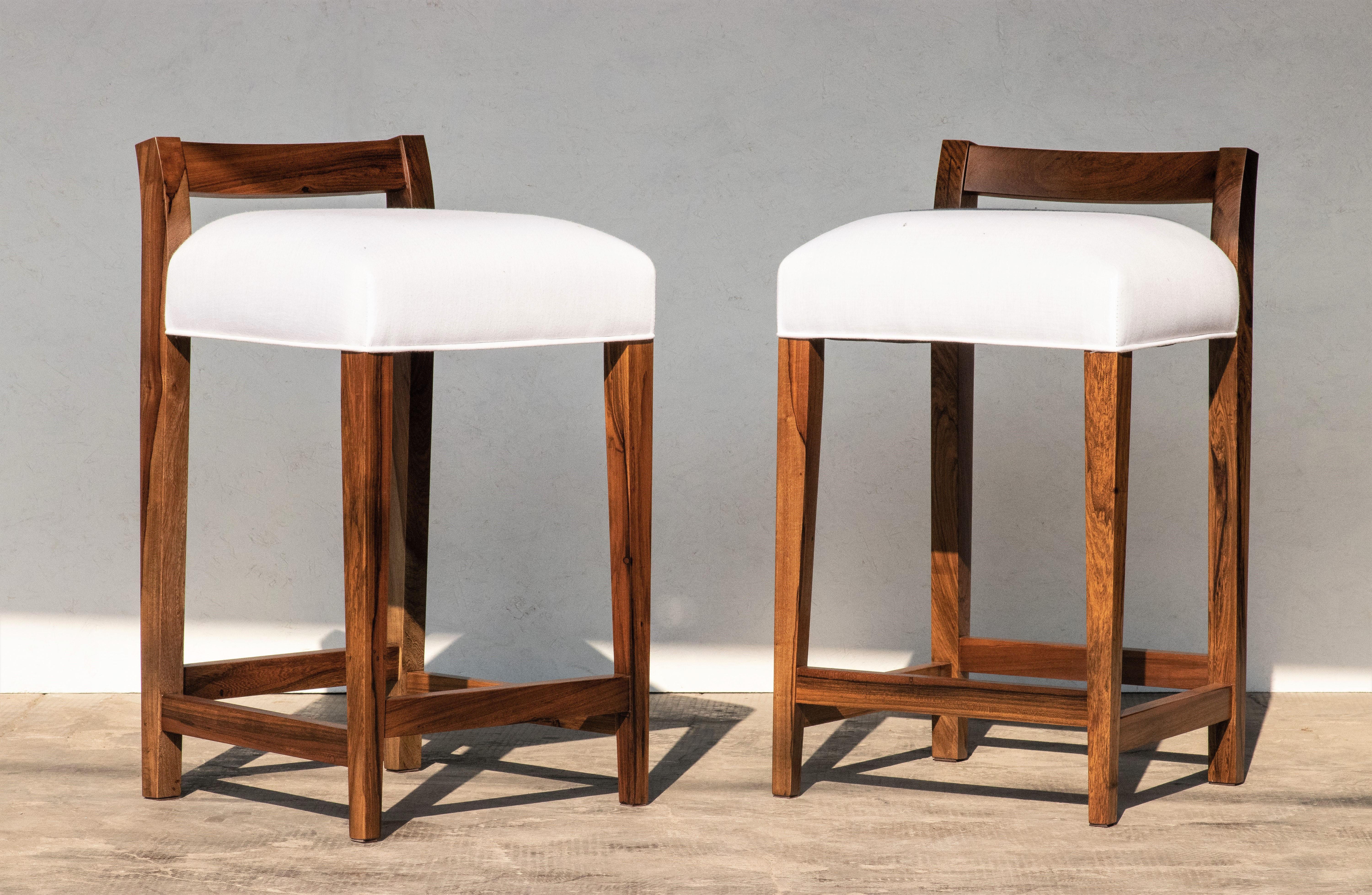 Set of 8 Exotic Argentine Rosewood Counter Stools from Costantini, Umberto For Sale 1