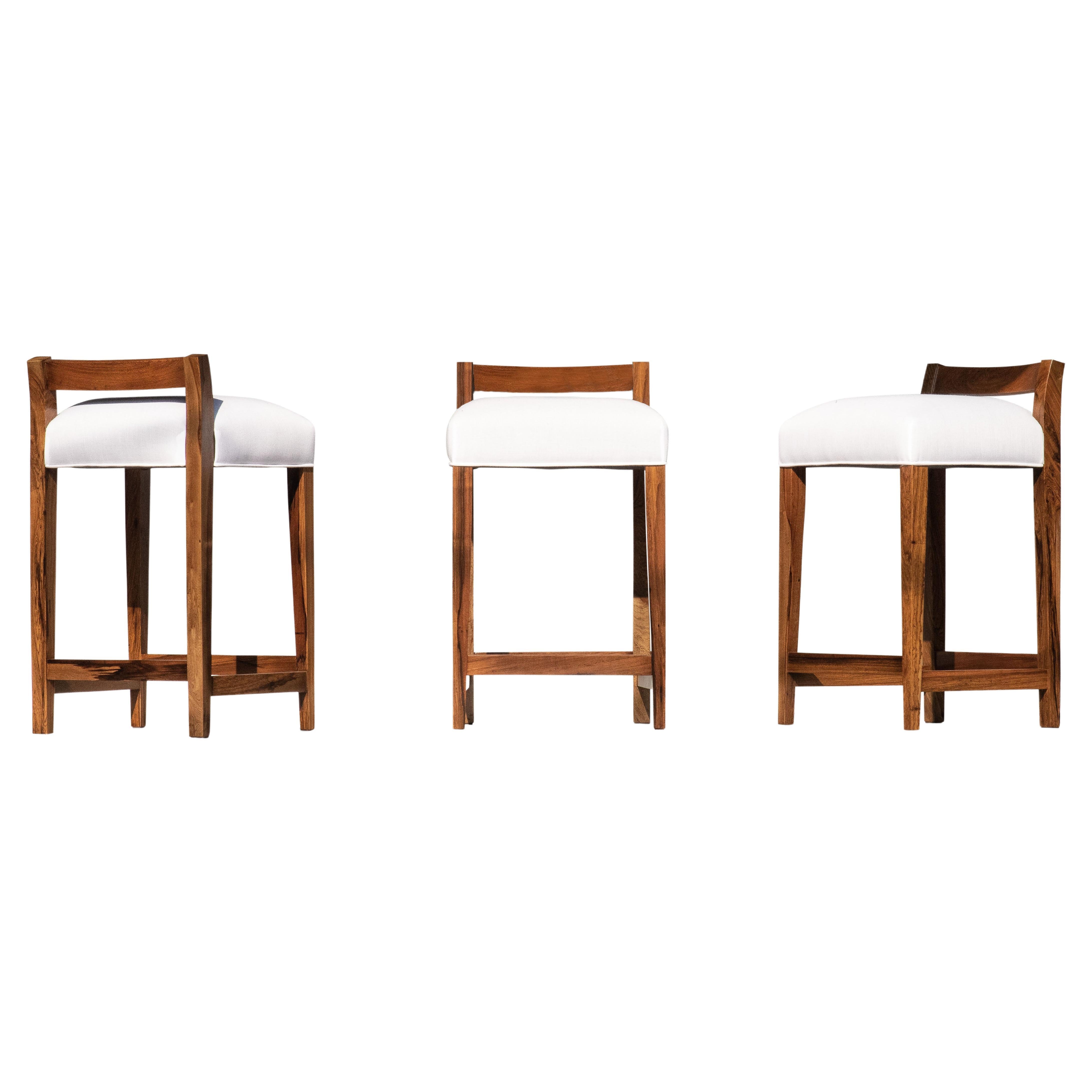 Set of 8 Exotic Argentine Rosewood Counter Stools from Costantini, Umberto For Sale